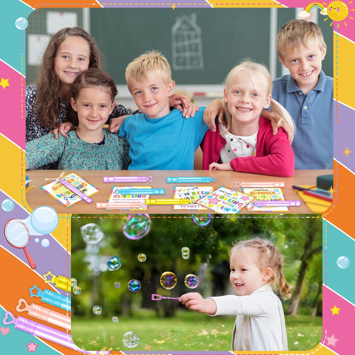 36 Set Back to School Gifts with Bubble Wands and Drawstring Bags