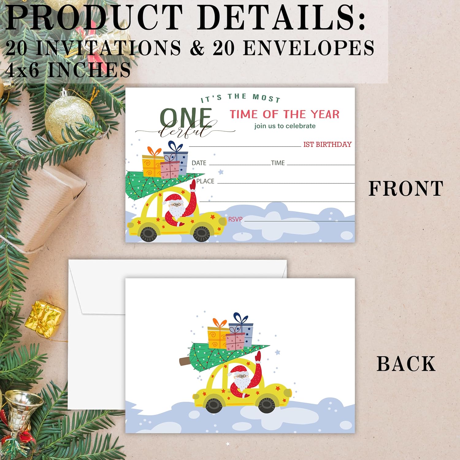 ISOVF Christmas Birthday Invitations with Envelopes