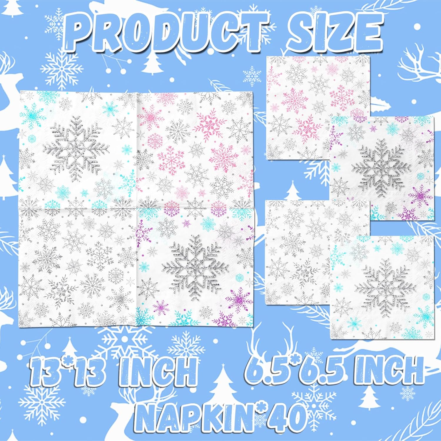 40pcs Winter Snowflake Napkins for Parties and Holidays