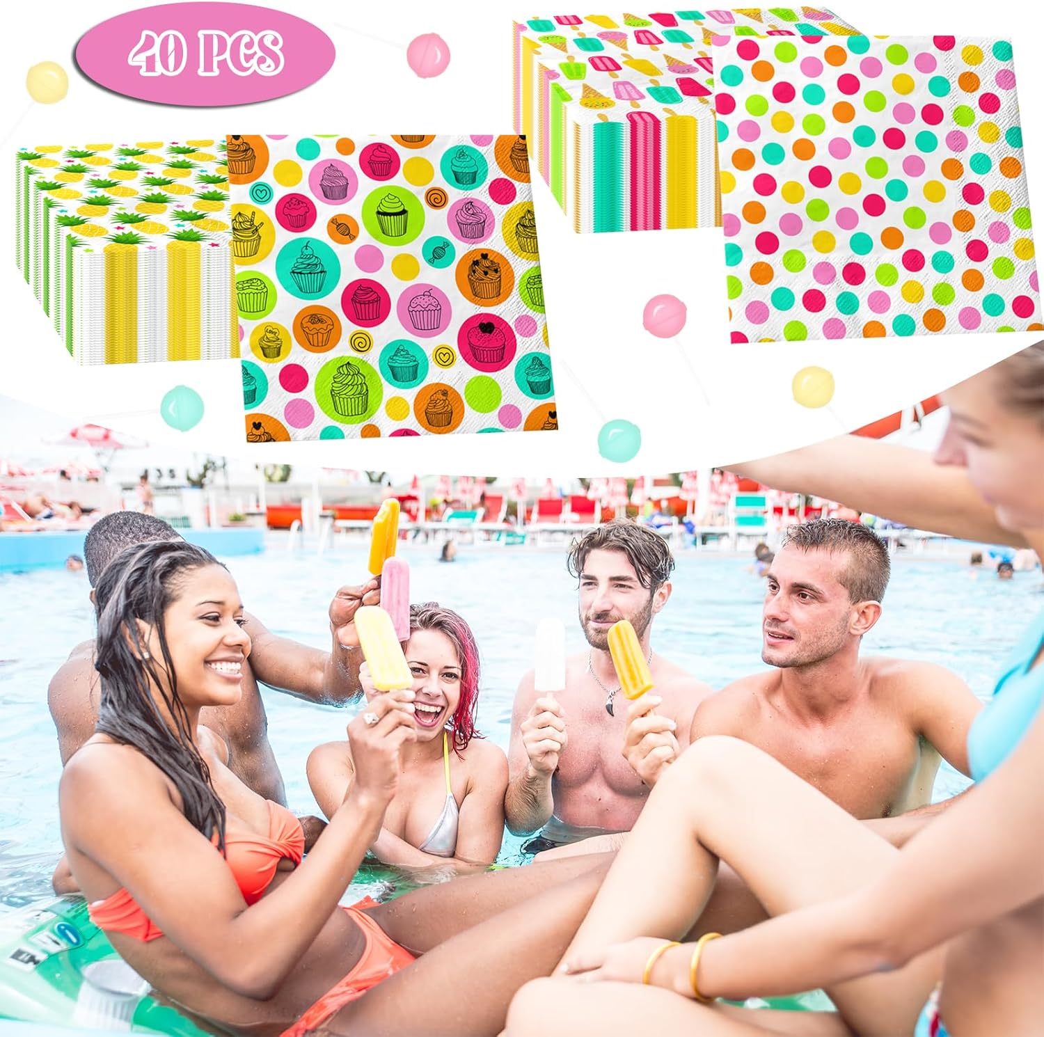40Pcs Tropical Summer Birthday Napkins