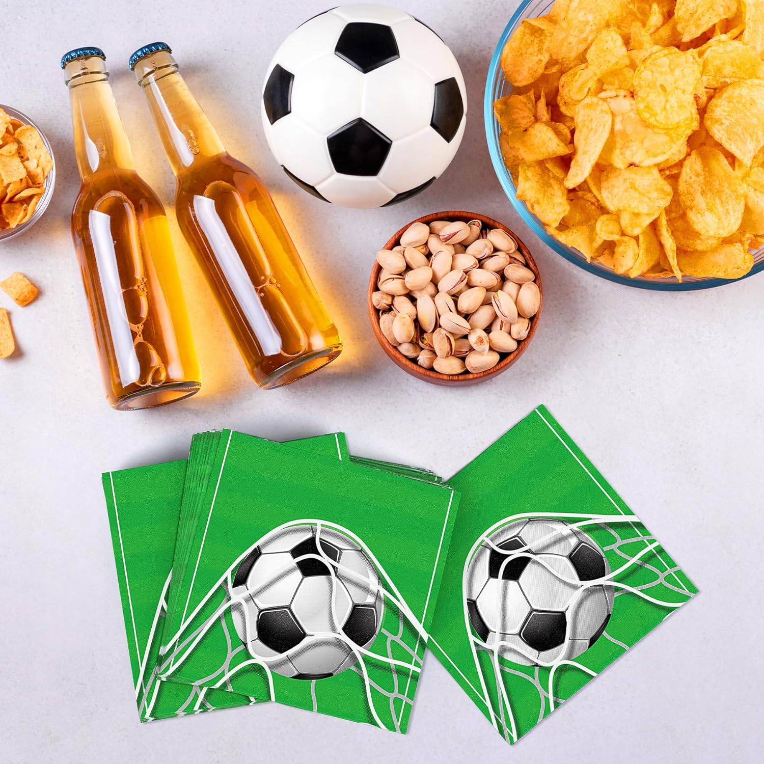 Aodaer 48 Piece Soccer Themed Paper Napkins