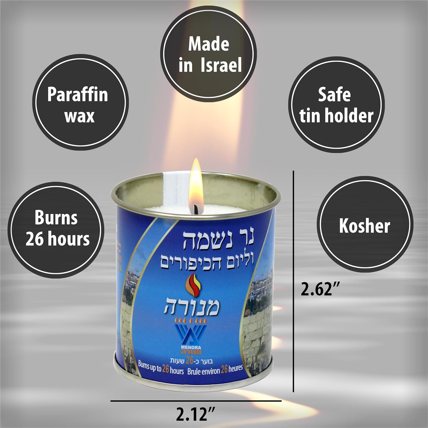 Yartzeit Memorial Candles in Tins - 6 Pack