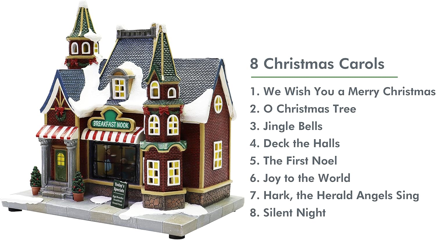 Moments In Time Resin Christmas Village Building with LED Lights and Music