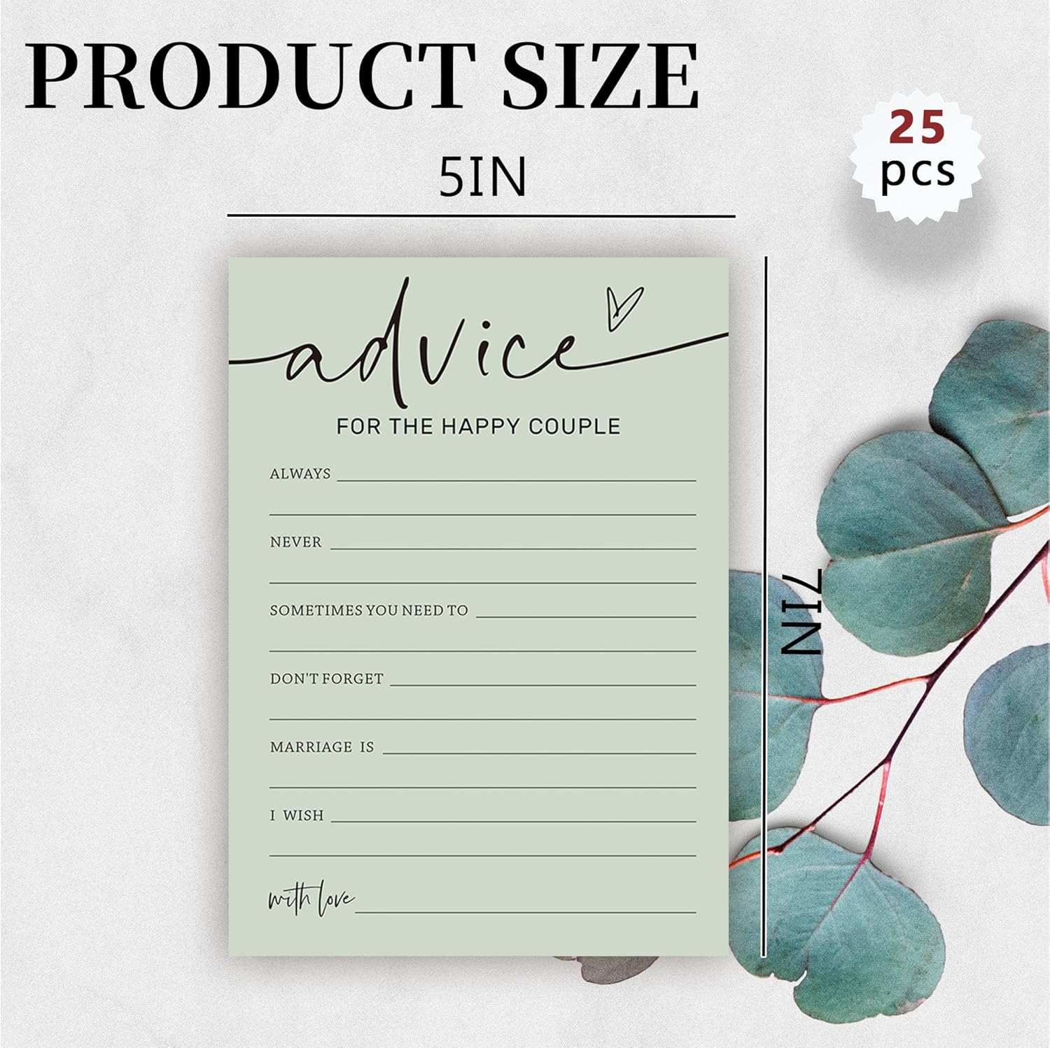 Bridal Shower Game Cards Set of 25 Sage Green