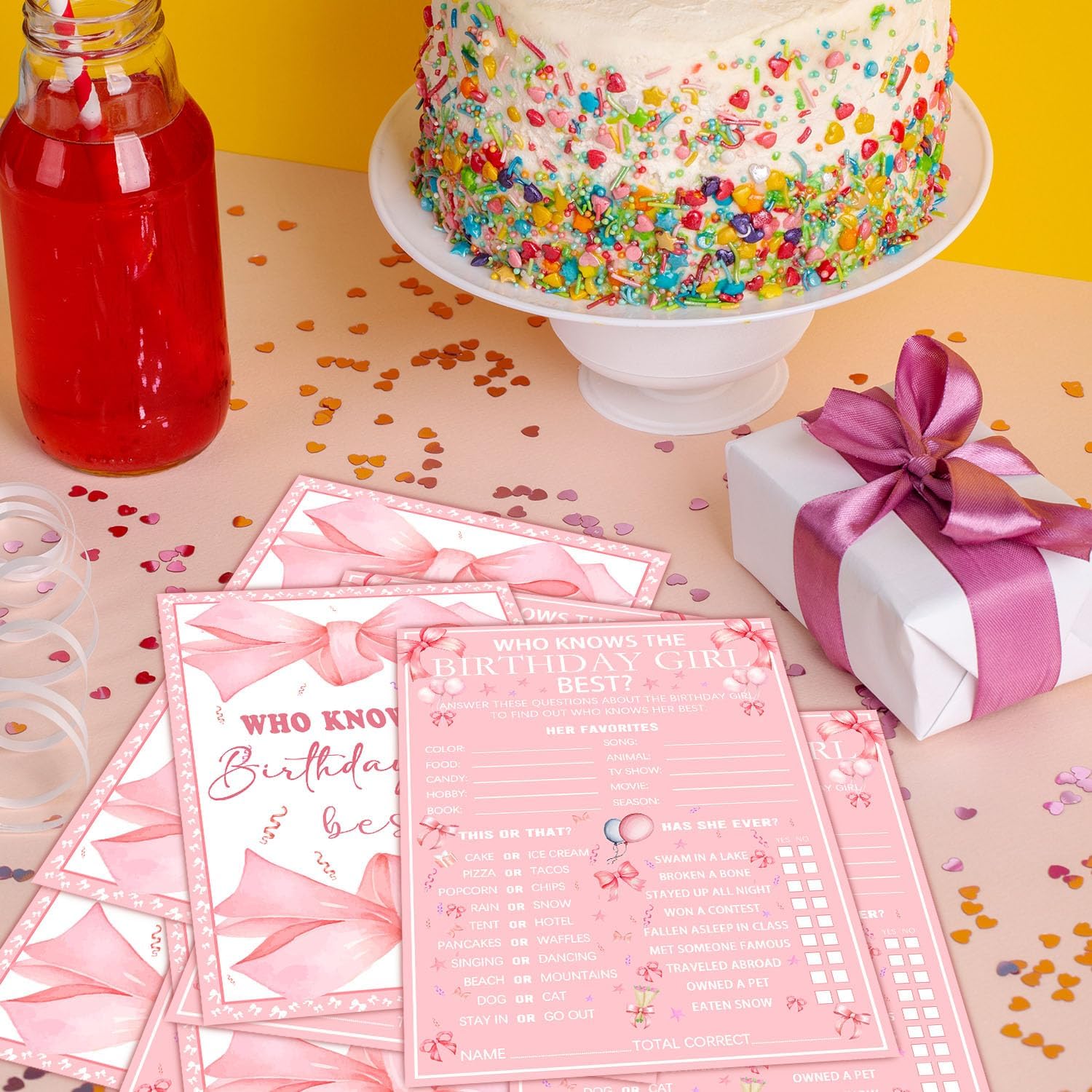 Who Knows The Birthday Girl Best Pink Party Game Cards 20 Questions