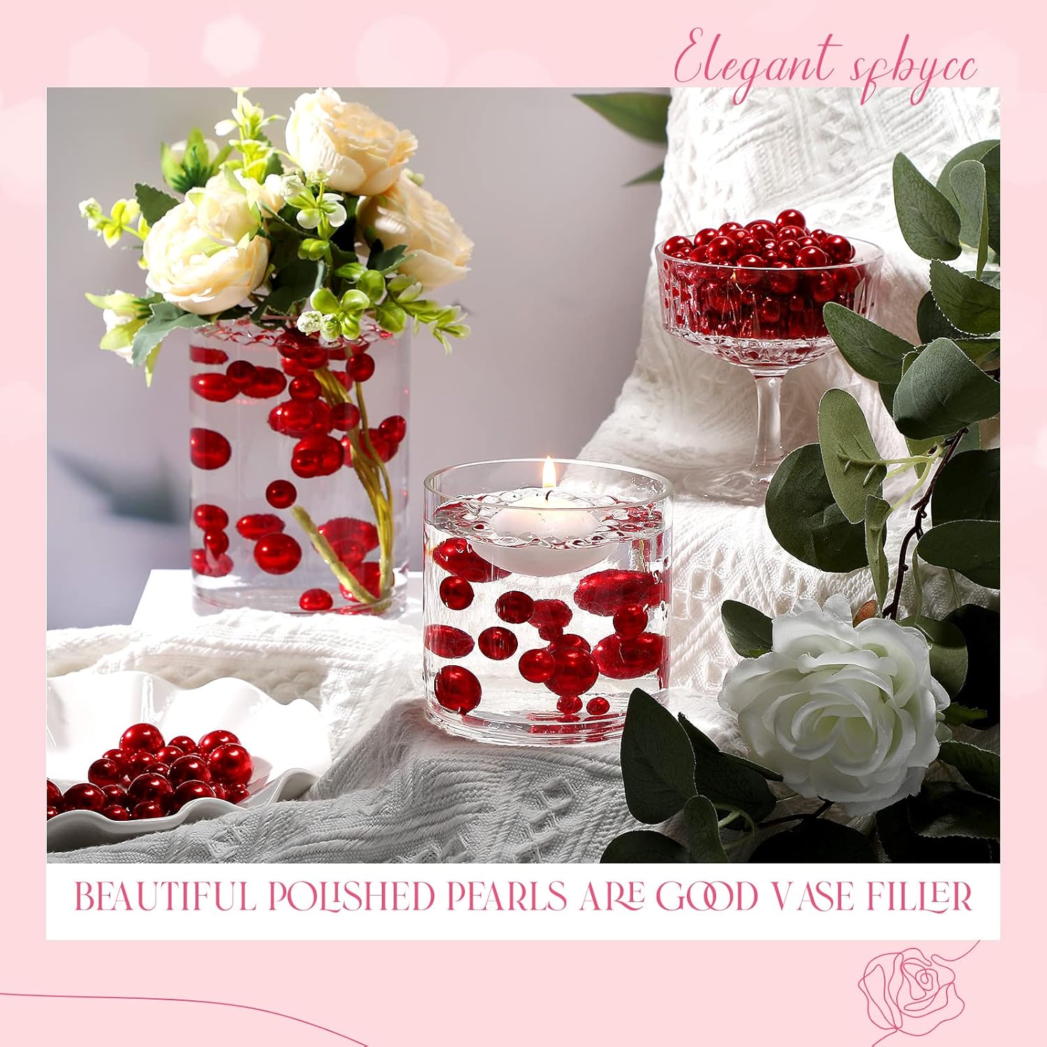 Fumete 10162 Pcs Floating Candles for Centerpieces Red