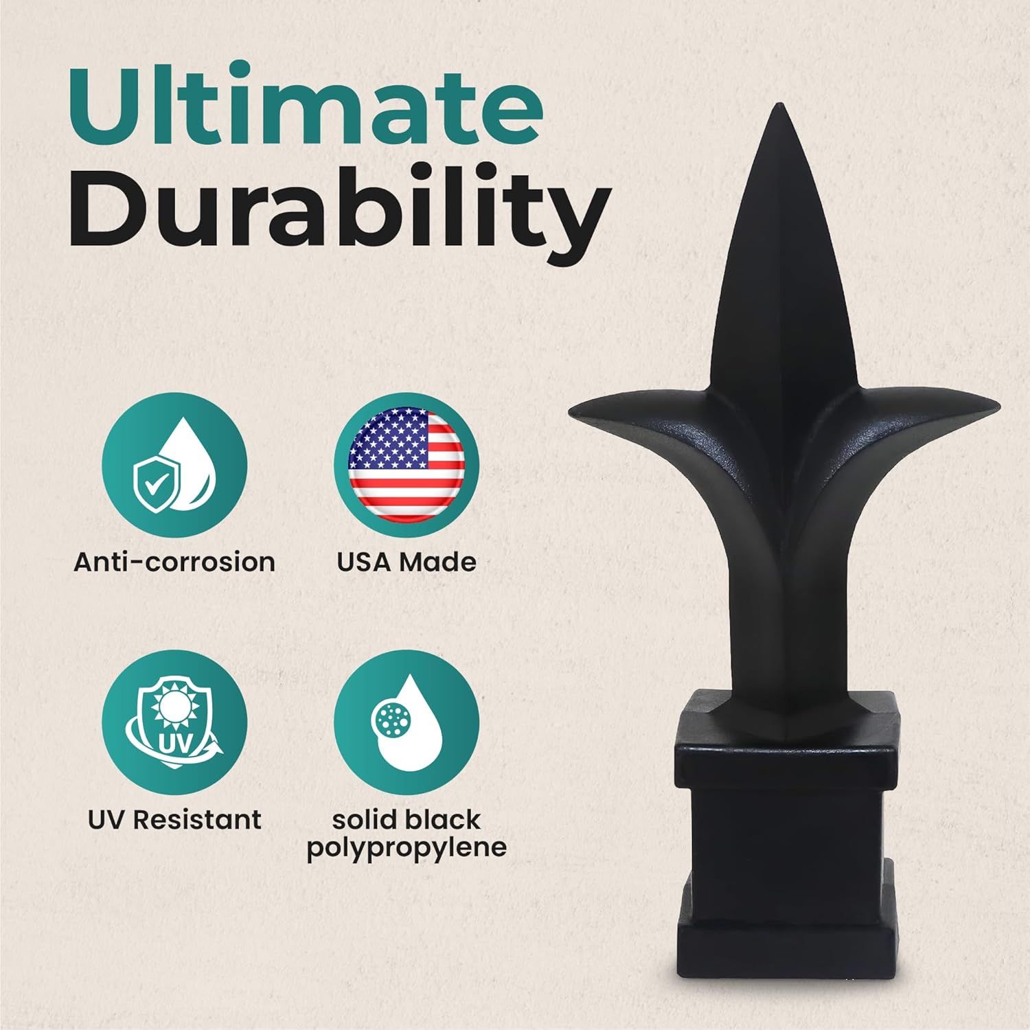 Fence Finials Black Polypropylene 58 Inch 10 Count