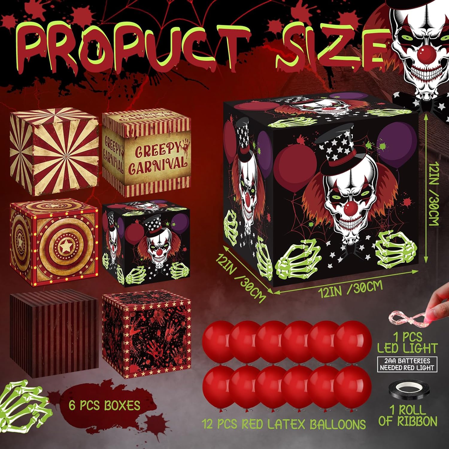 Wettarn 6 Pcs Halloween Circus Clown Decorations