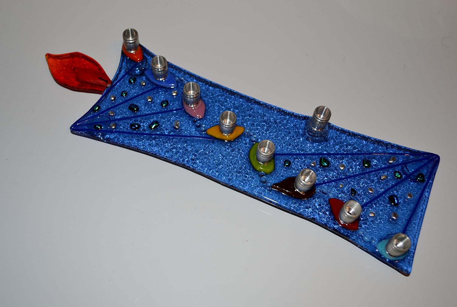 Handmade Fancy Candle Glass Menorah