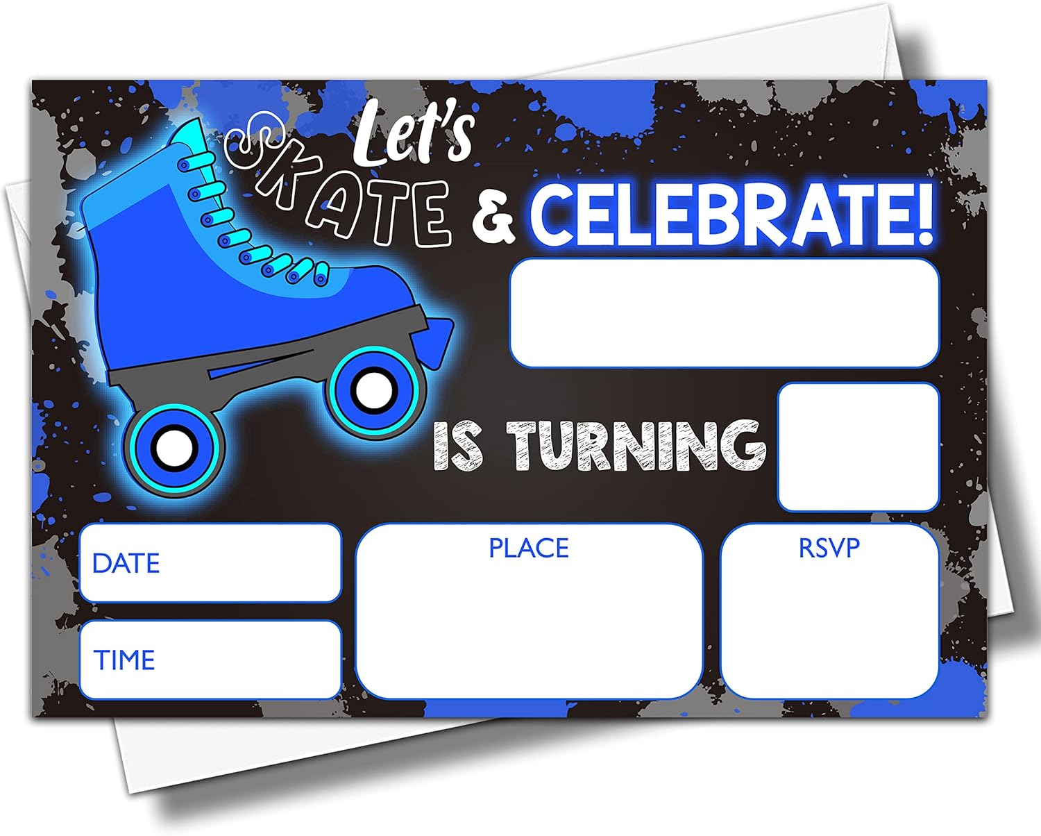 YSTEP Neon Roller Skating Birthday Invites