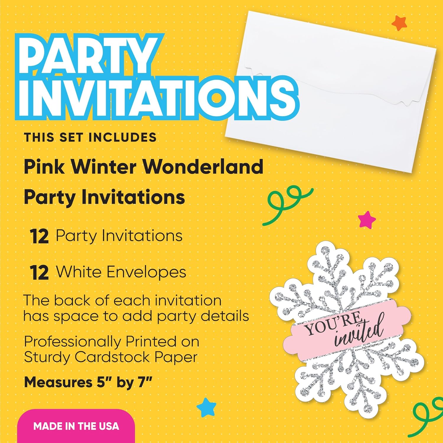 Pink Winter Wonderland Fill-In Invitations Set of 12