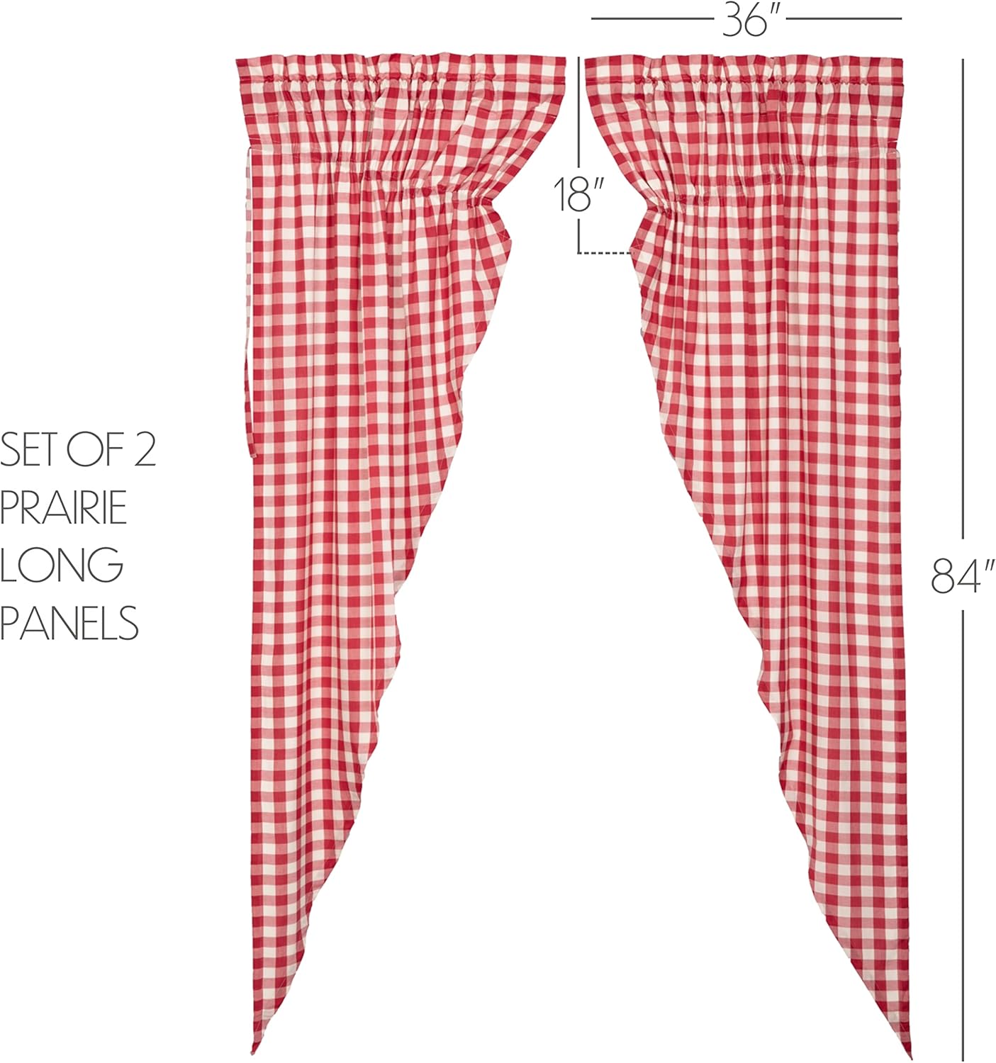 VHC Brands Farmhouse Red Buffalo Check Curtains Panel Pair