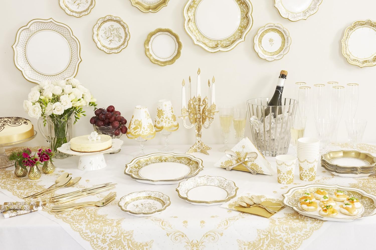 Pack of 12 - 8 Inch Gold Paper Plates for Parties