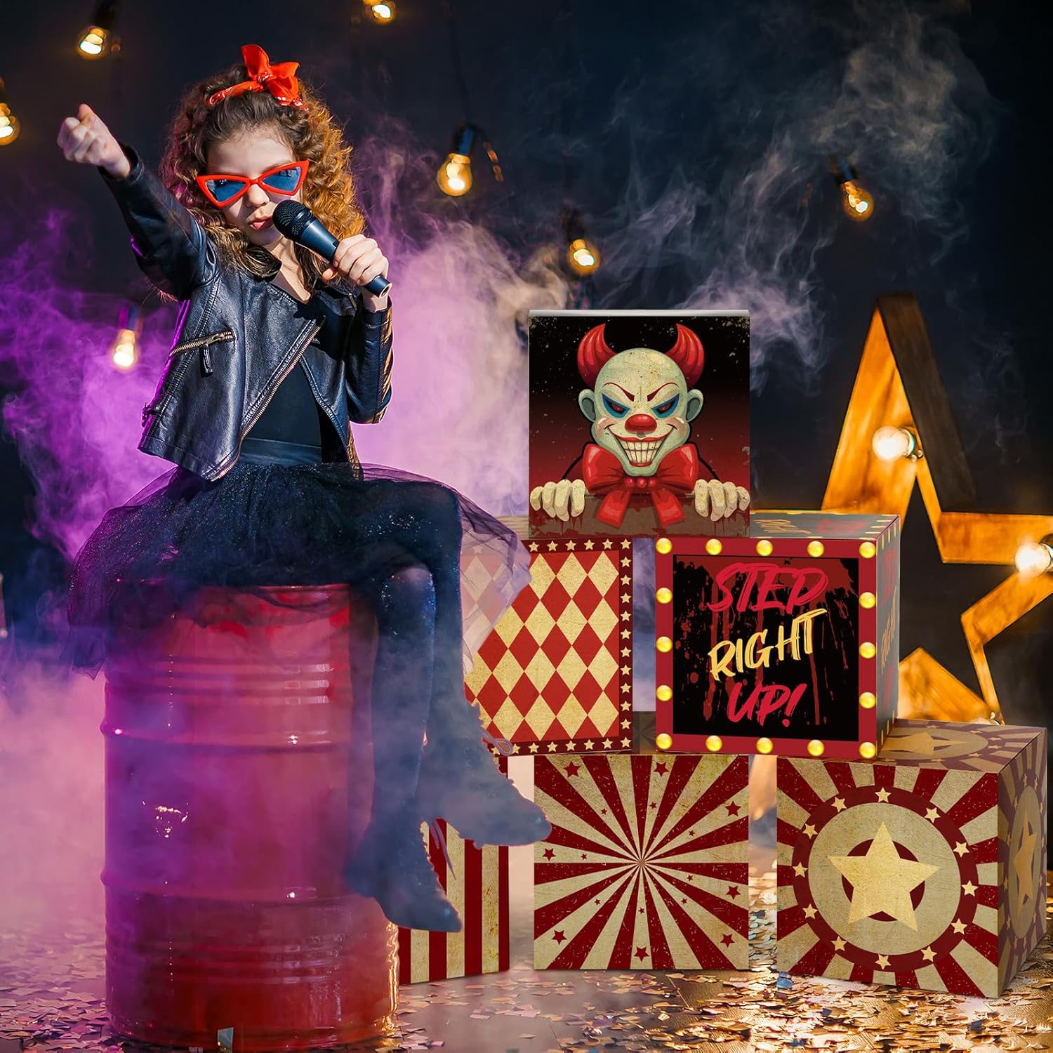 Tenceur 6 Piece Creepy Clown Decor Boxes