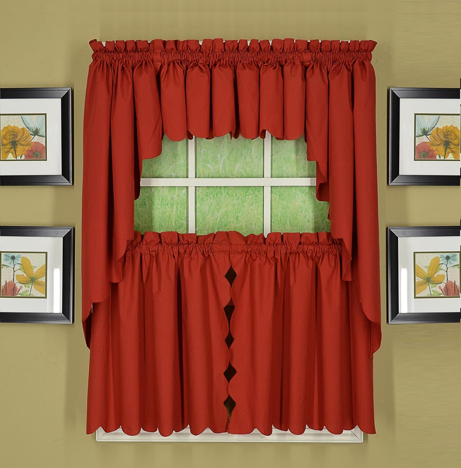 Todays Curtain CA2003K Orleans 38 Inch Swag Pair Tambour Scallop Edge Curtain