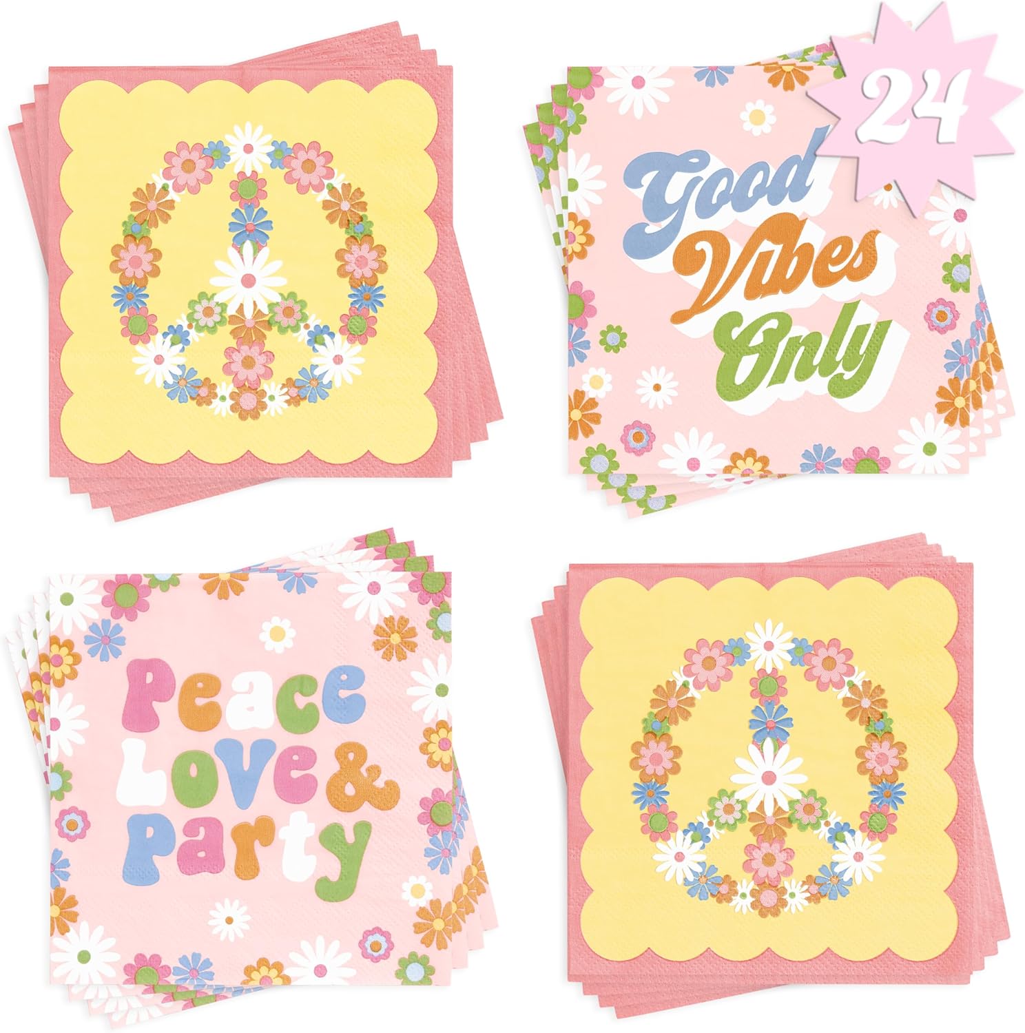 XO Fetti Groovy Napkins 3-Ply 24 Pack