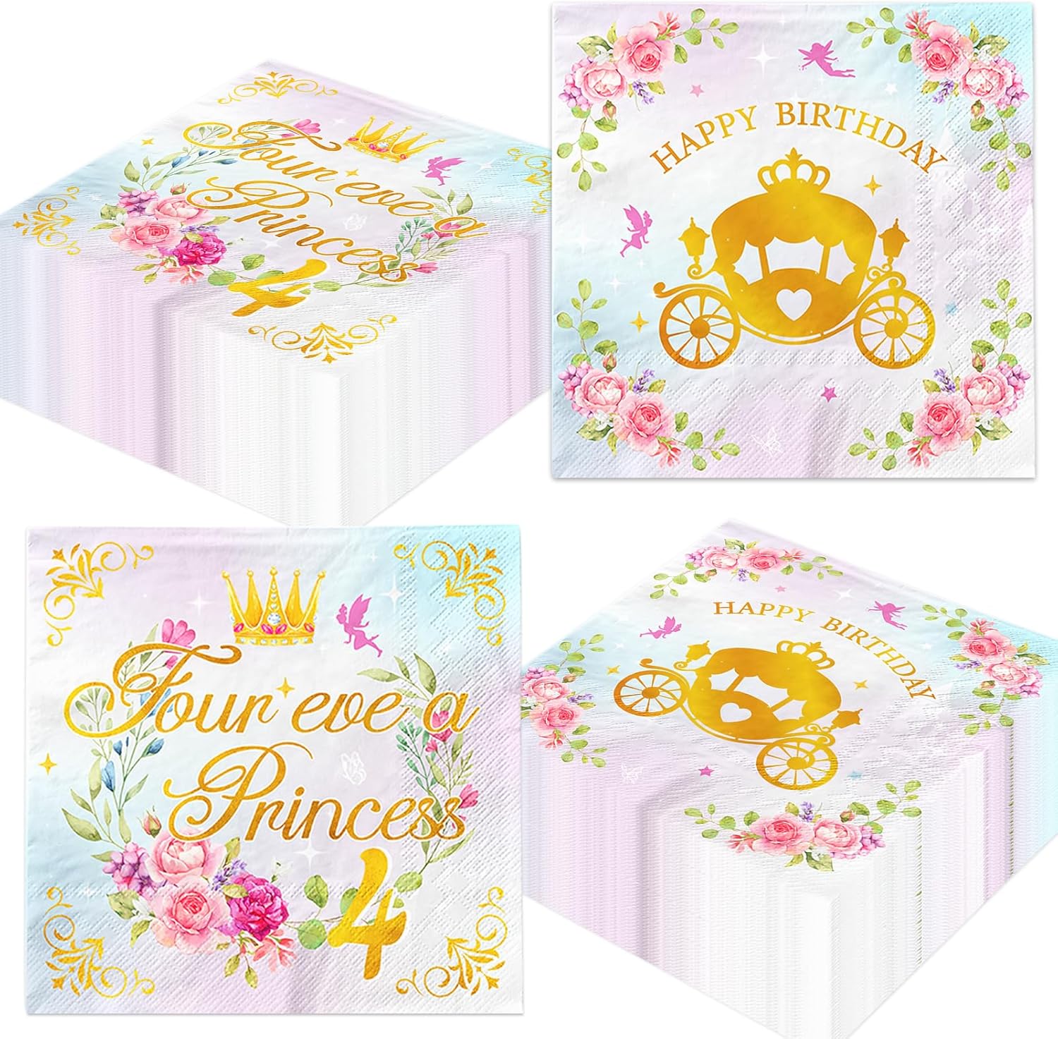 Four Ever A Princess Birthday Napkins Set 48pcs