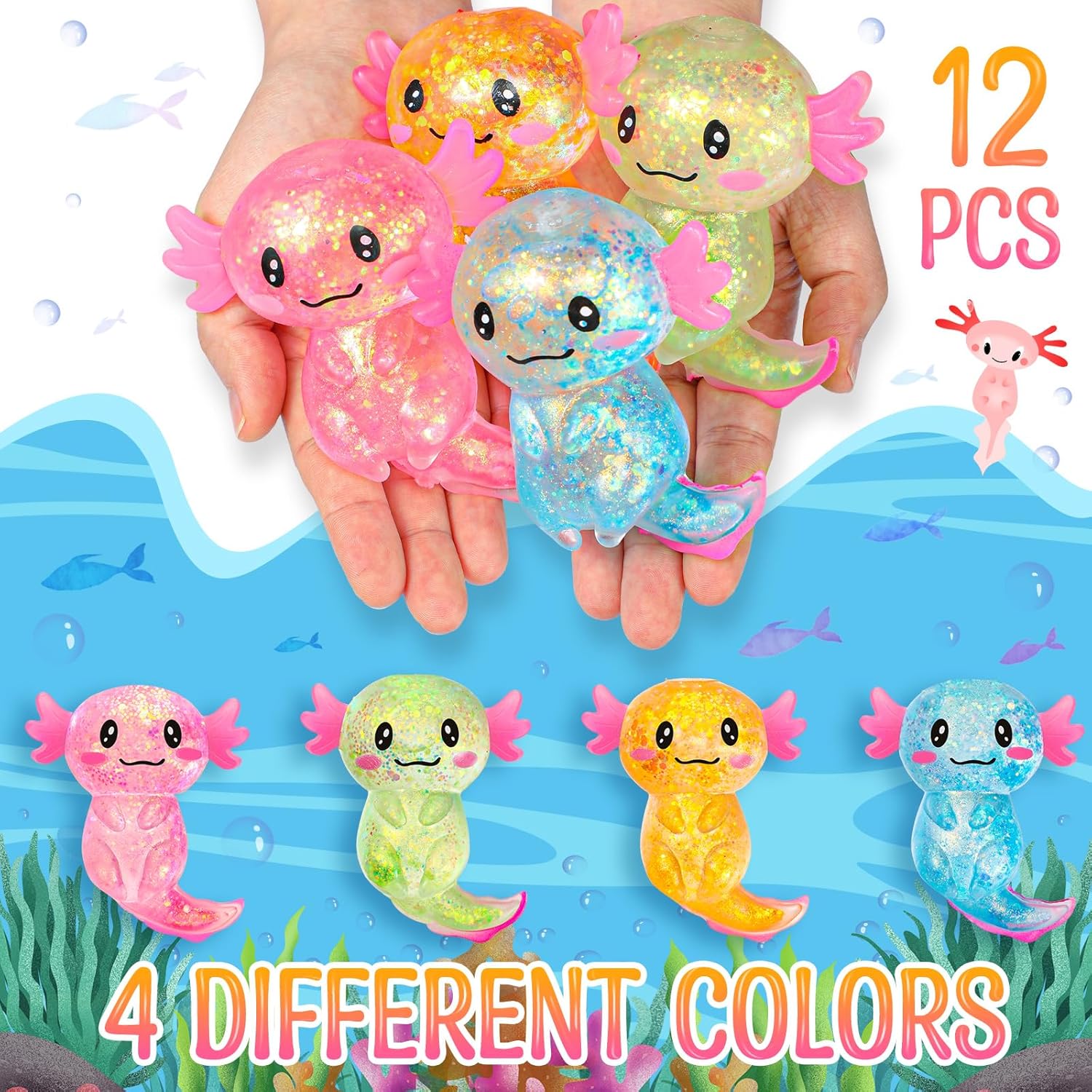 HyDren 12 Pcs Axolotl Fidget Toy with Cards 1