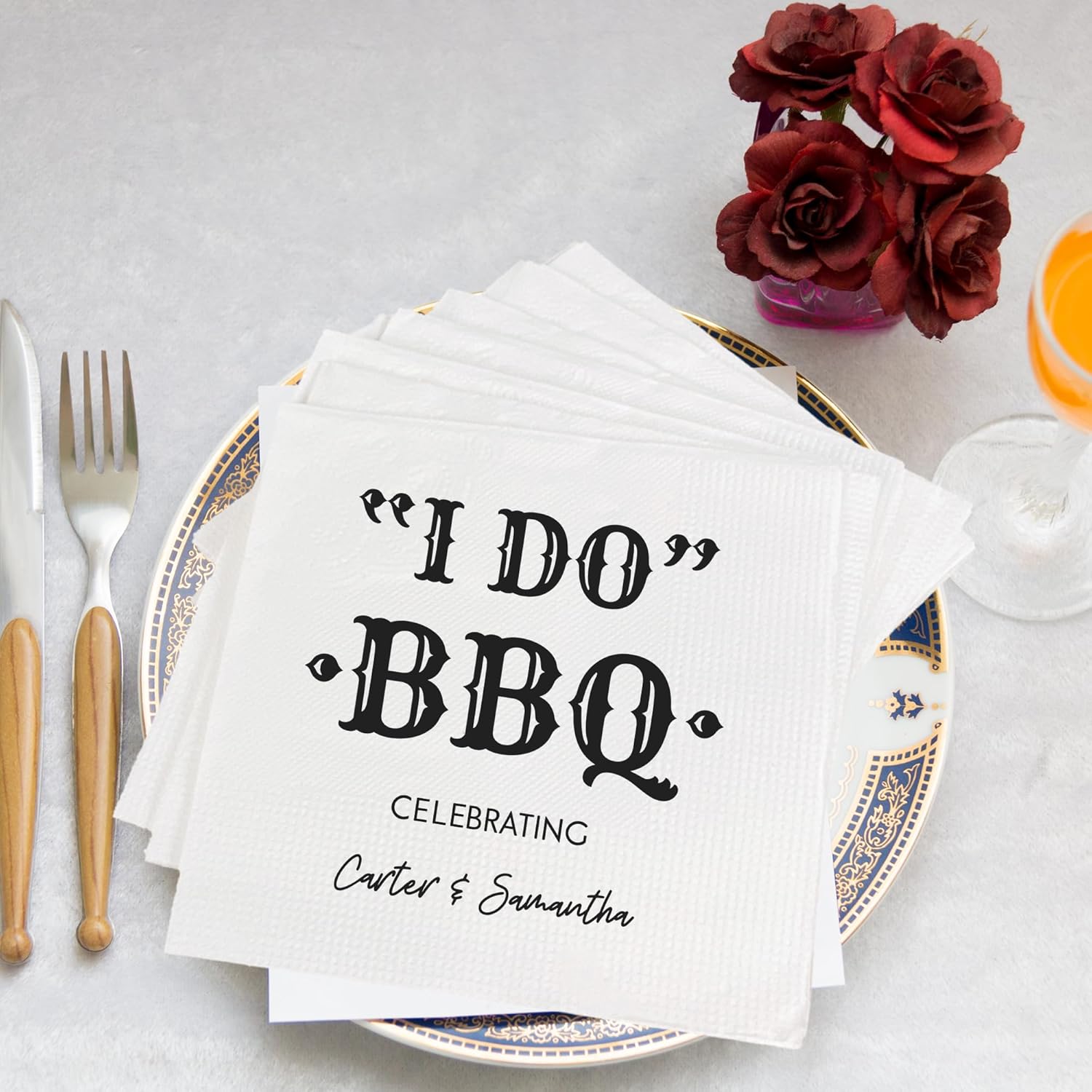 Custom BBQ Napkins for Couples and Parties