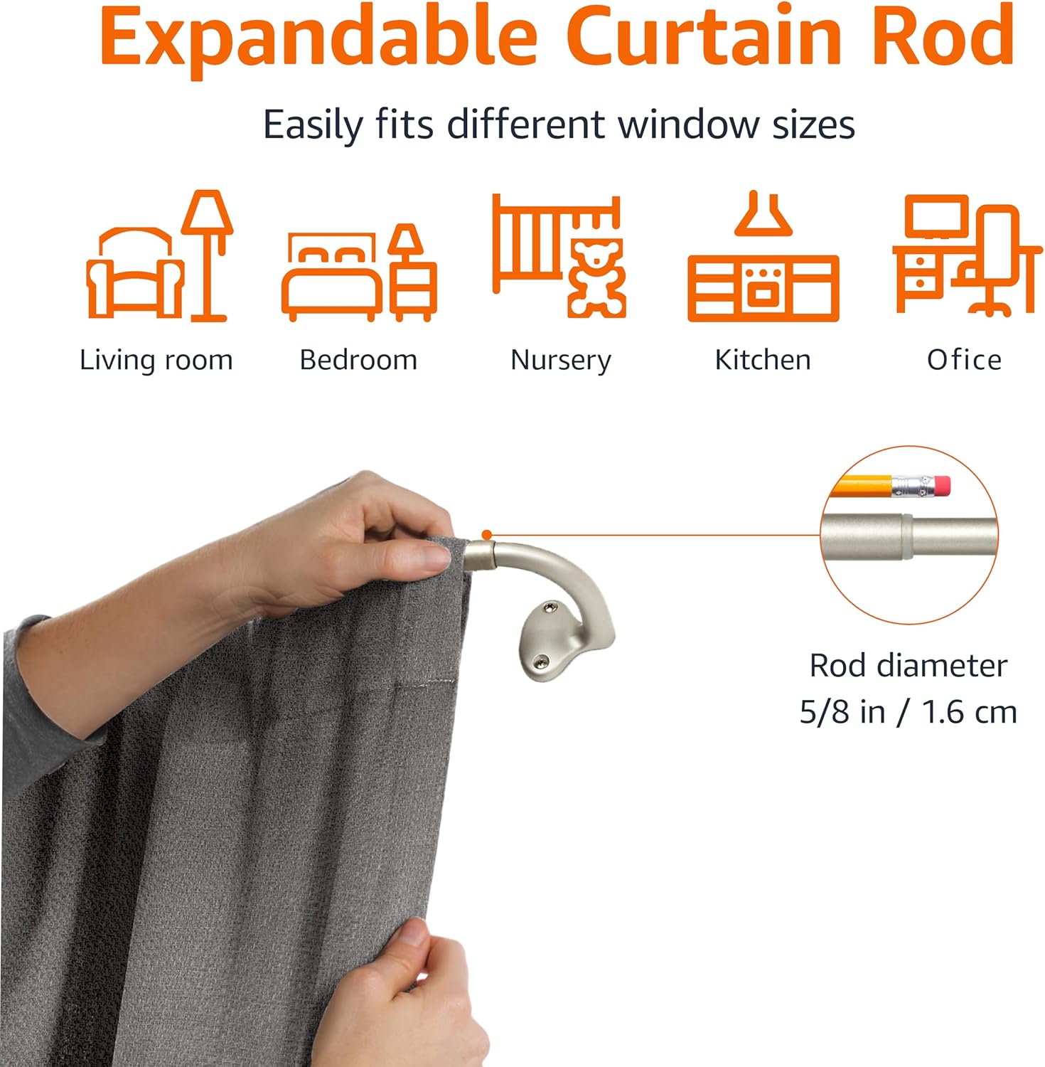 Amazon Basics Blackout Curtain Rod 28-48 Inches Nickel Finish