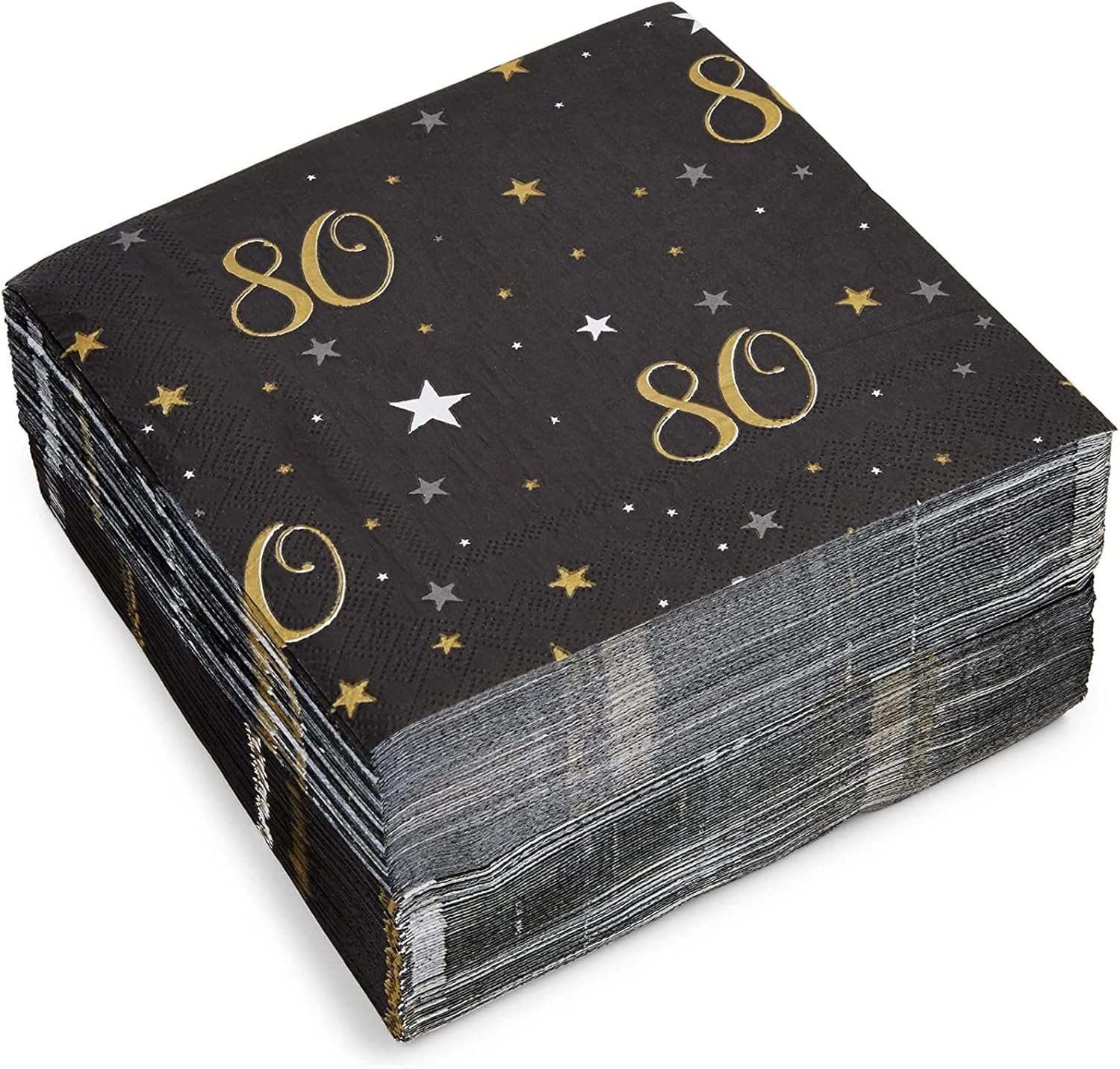 Sparkle and Bash 80th Birthday Napkins Black Gold