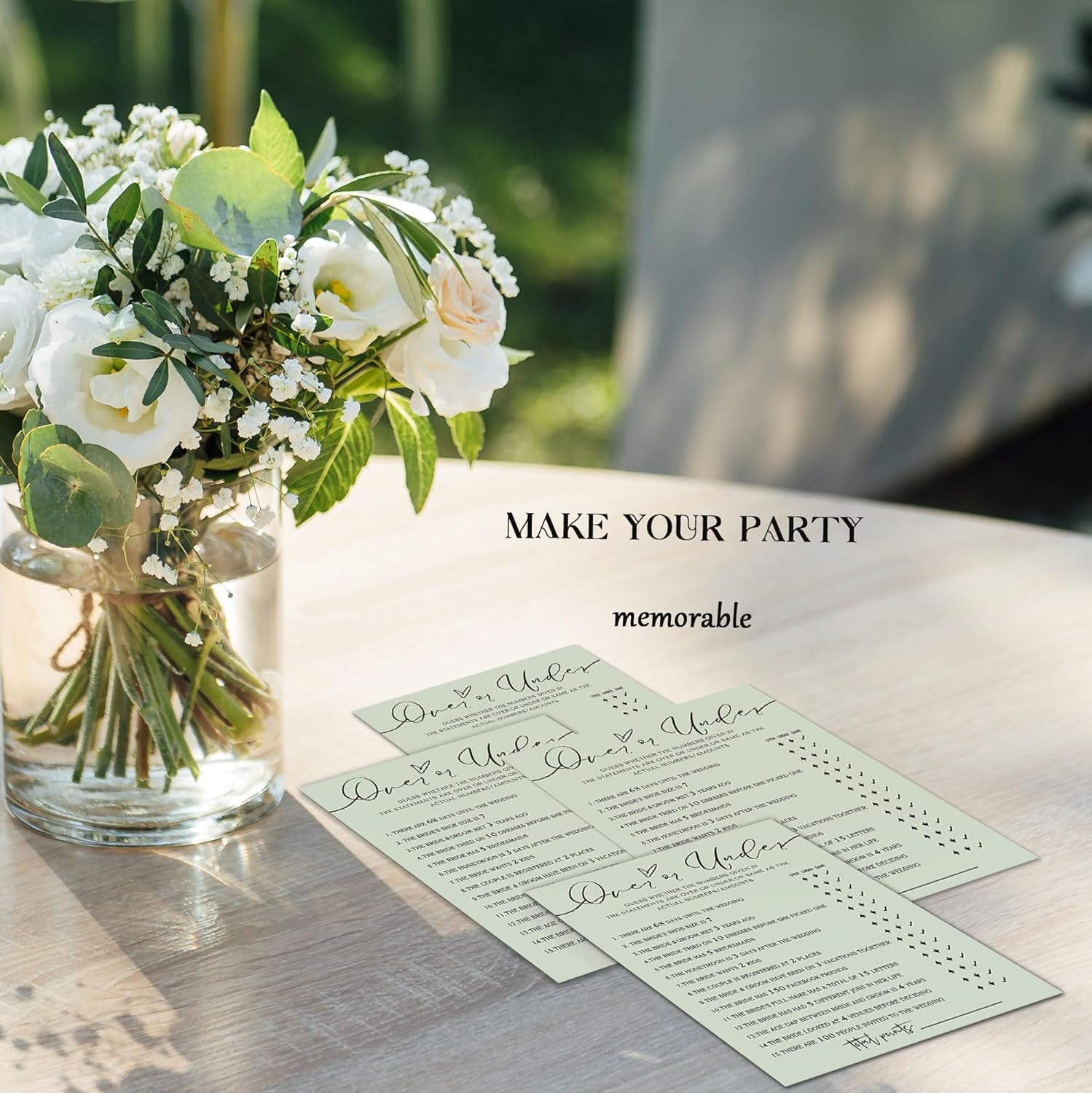 Bridal Shower Games Set of 25 Sage Green Cards