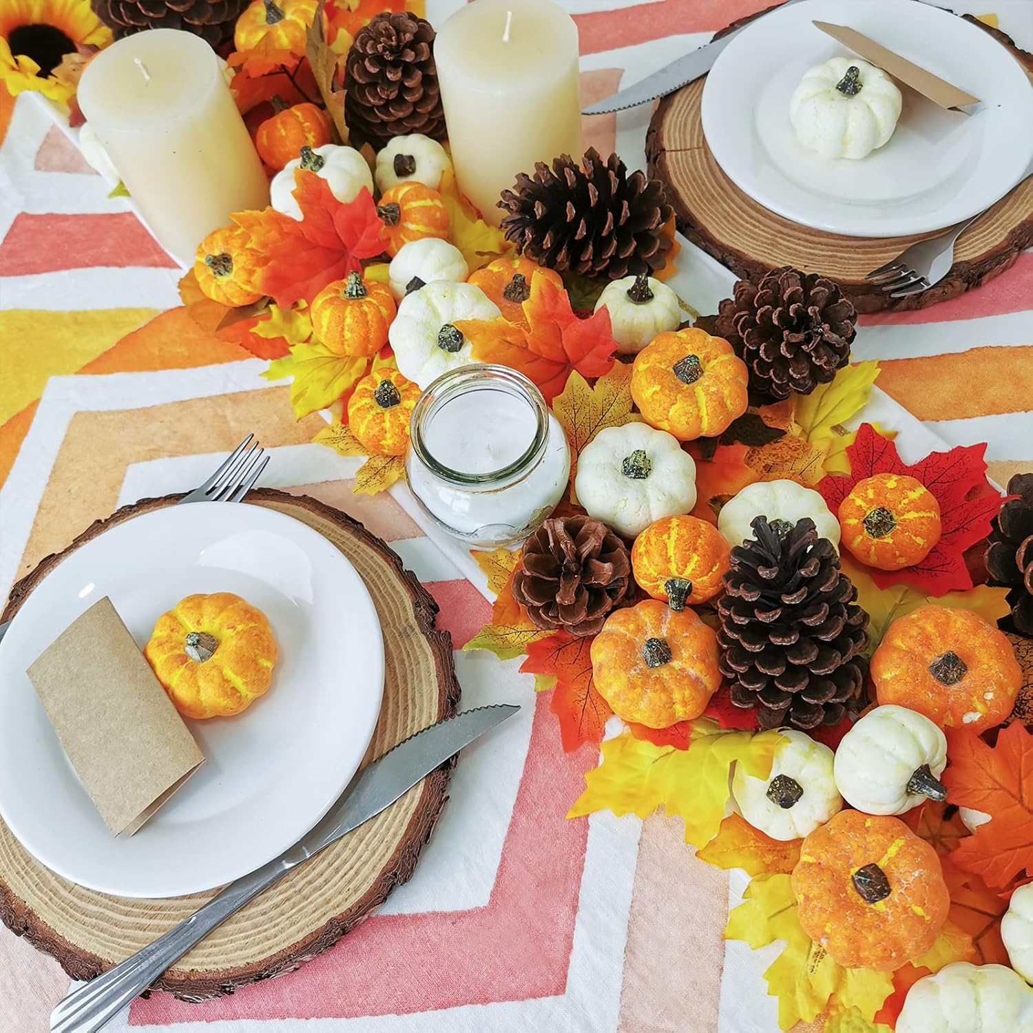 Winlyn 32 Pcs Assorted Artificial Mini Pumpkins