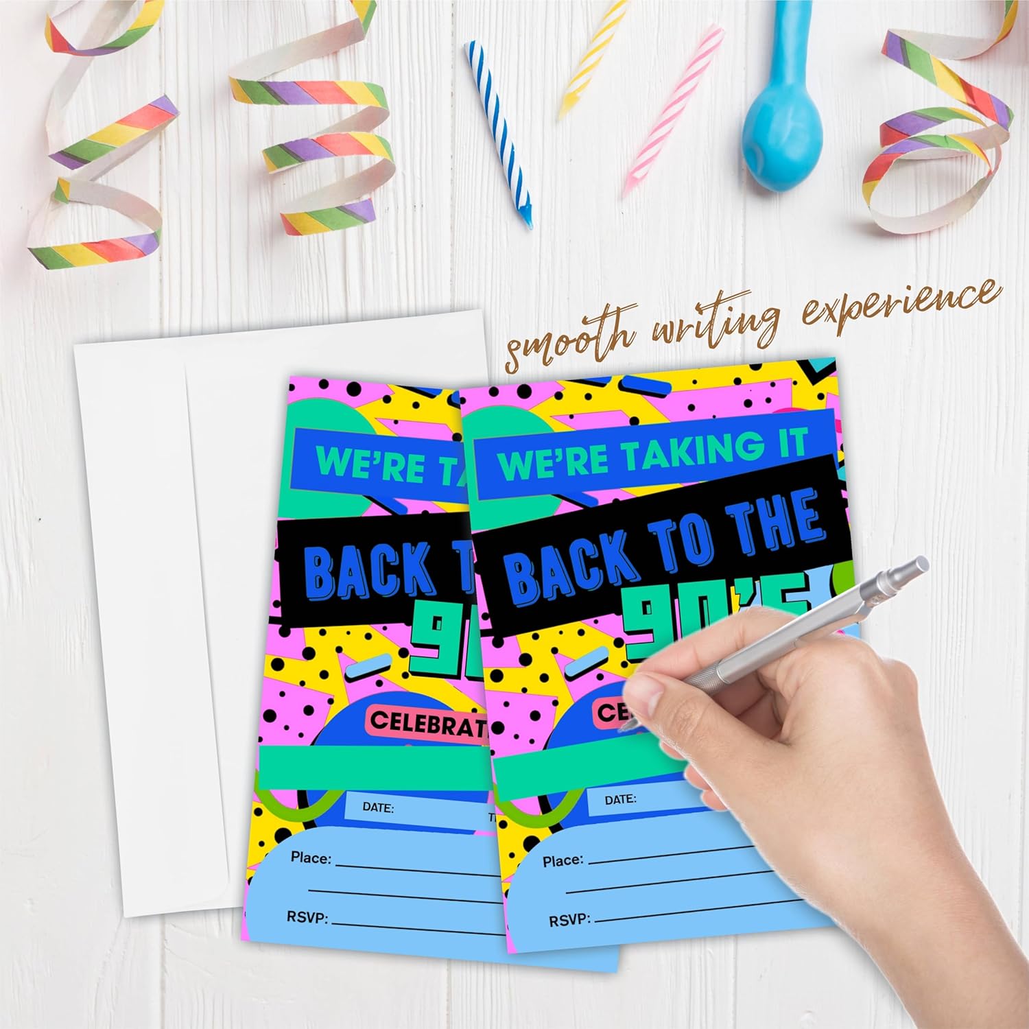 Nuckxy 90s Birthday Invitations 4x6 Retro Double-Sided