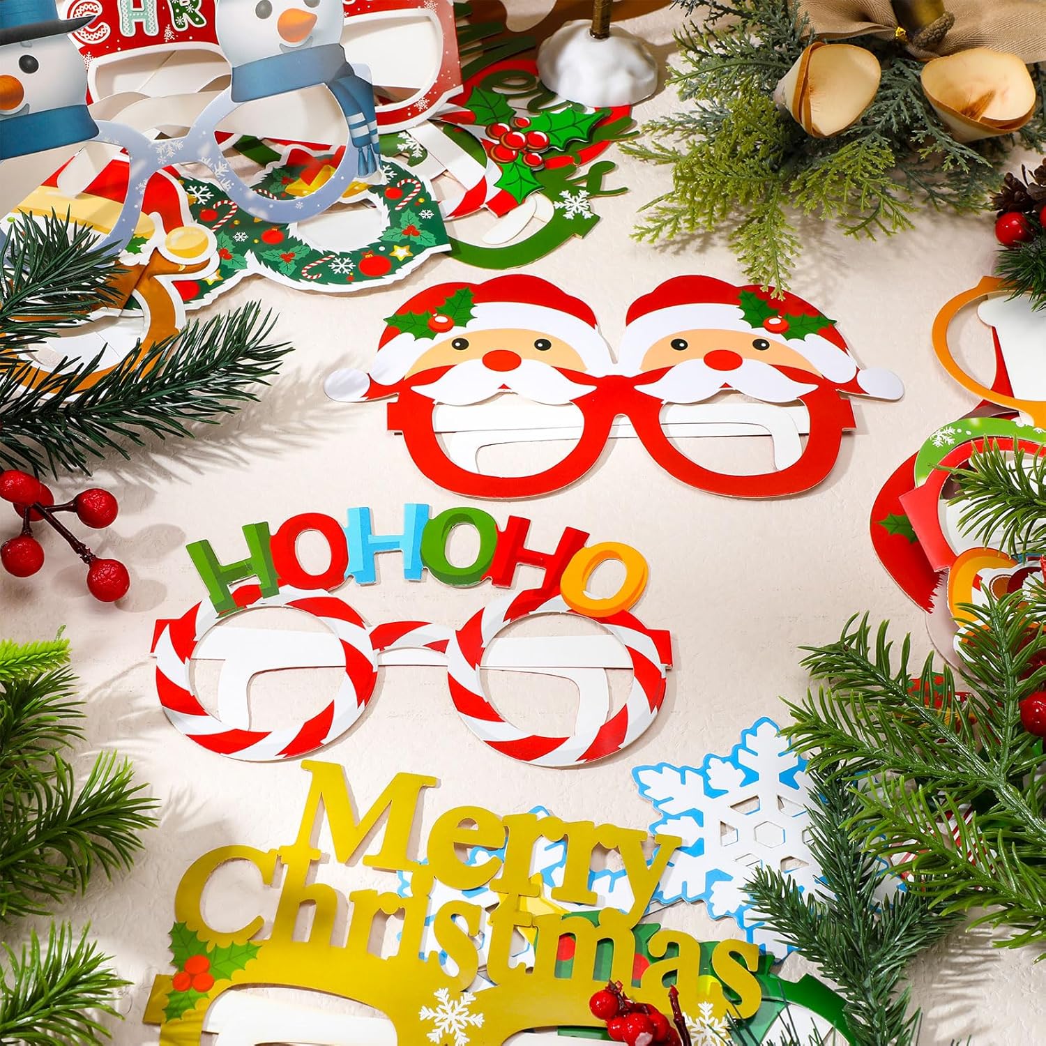 34 Pcs Christmas Glasses Frames Party Decorations