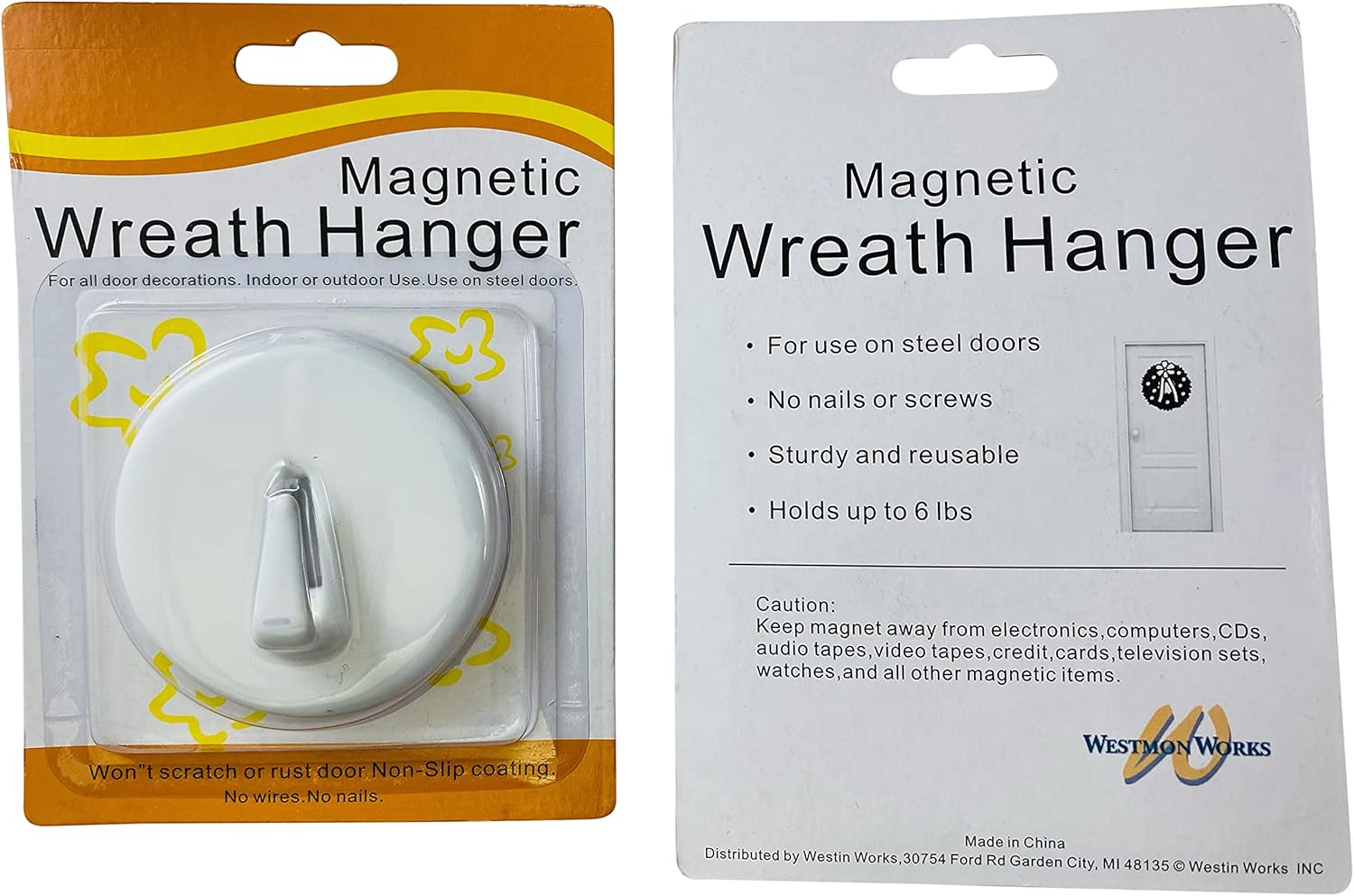 Magnetic Wreath Hanger Hook for Metal Doors Set of 2