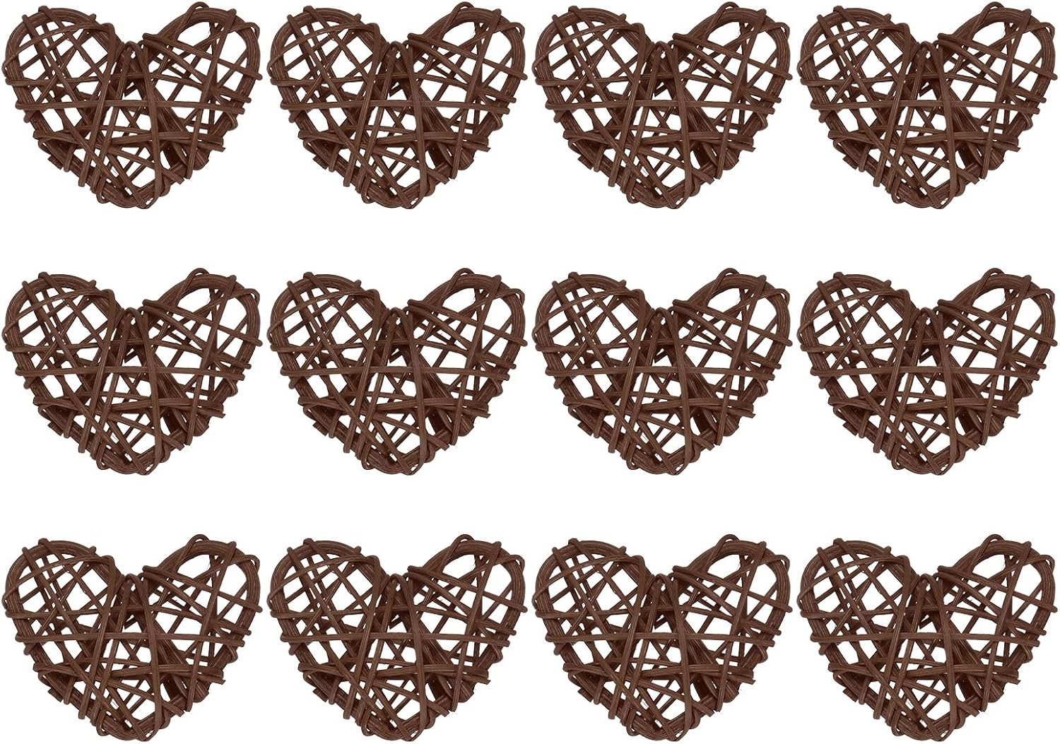MECCANIXITY 16Pcs Heart Shaped Rattan Ball Vase Filler Coffee 236 In