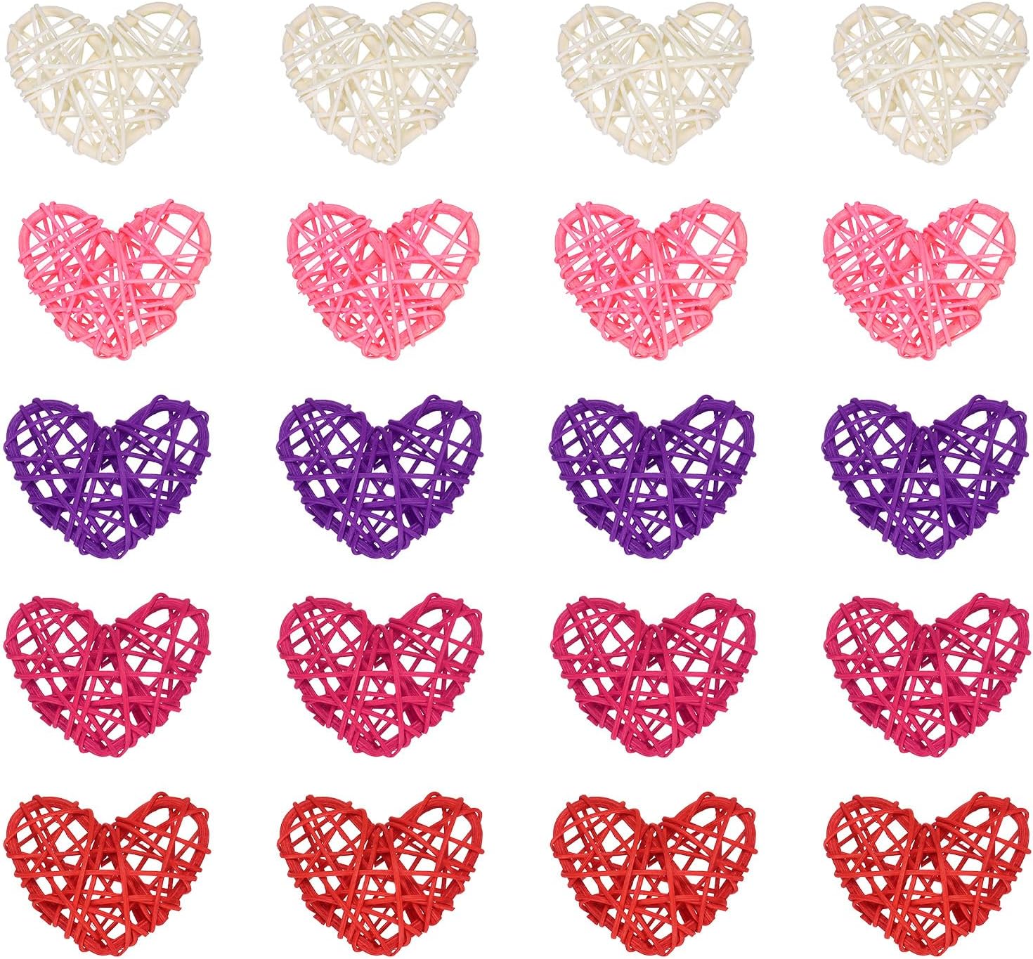 MECCANIXITY 20Pcs Heart Shaped Rattan Ball Vase Filler