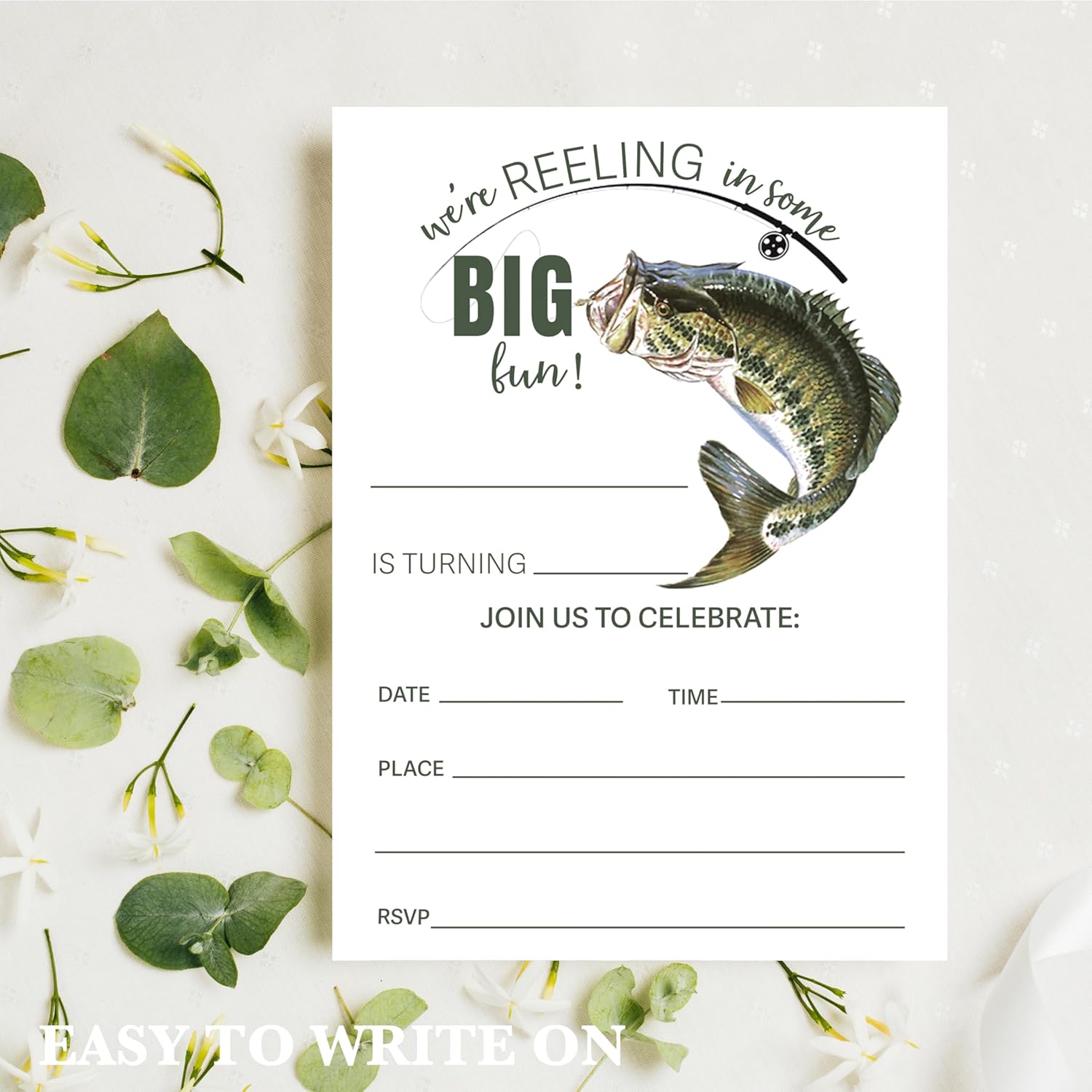 Fishing Theme Birthday Invites with Envelopes for Kids