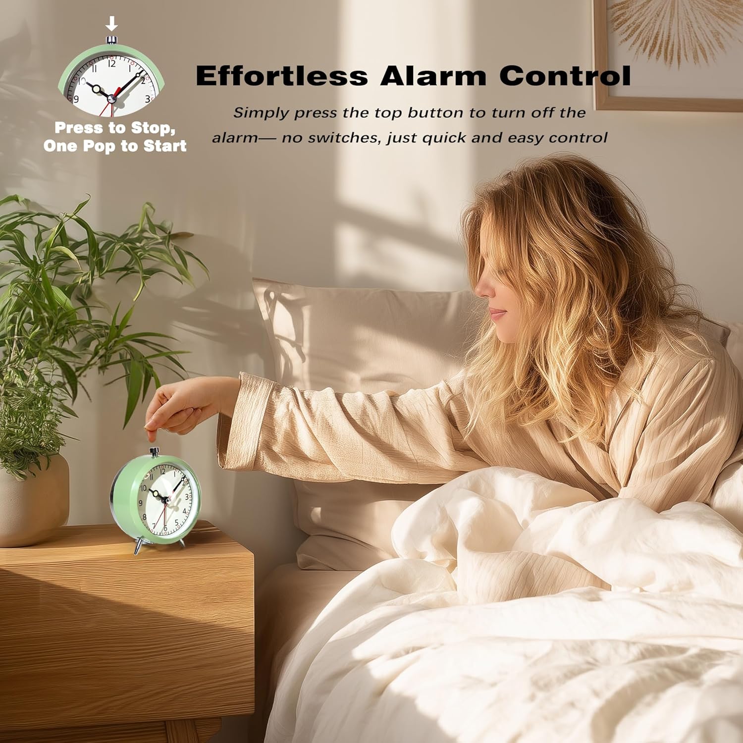 AYRELY 4 Inch Loud Analog Alarm Clock with Retro Design