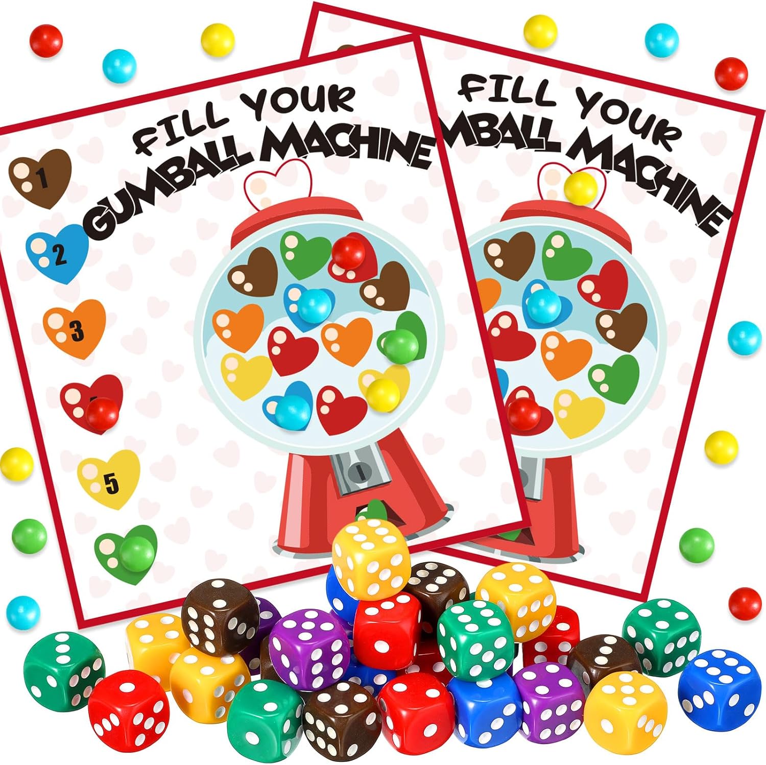 Wettarn Valentines Day Game Set with 30 Cards and Dice