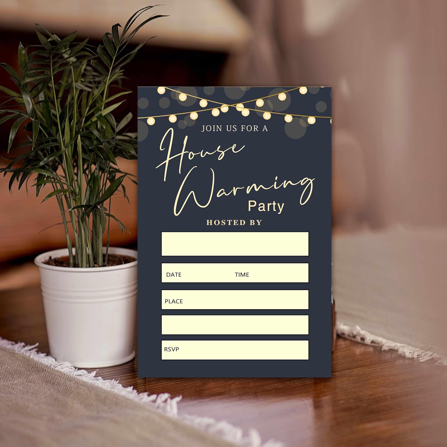 20 Home Invitation Lanterns with Envelopes Modern Housewarming Party Invite Cards Black
