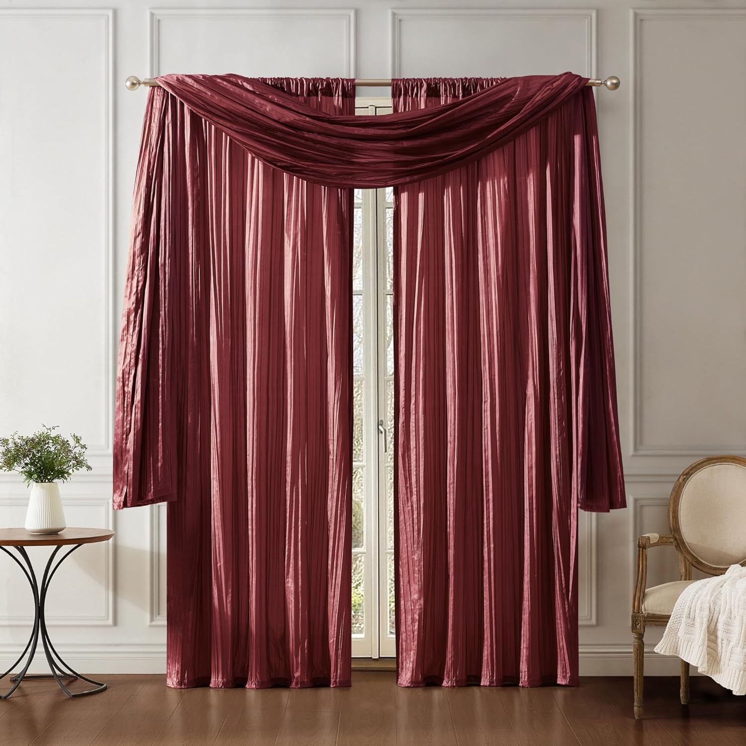 Elrene Home Fashions Athena Faux Crushed Silk Curtain Panel Set