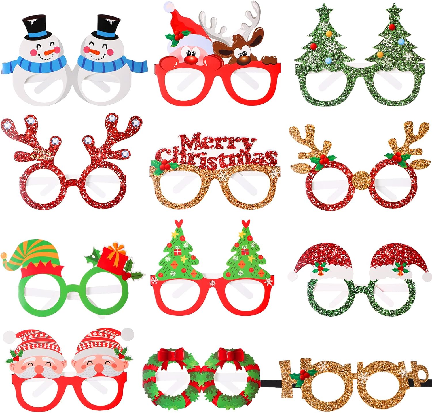 24 Pieces Christmas Party Eyeglasses with Funny Themes