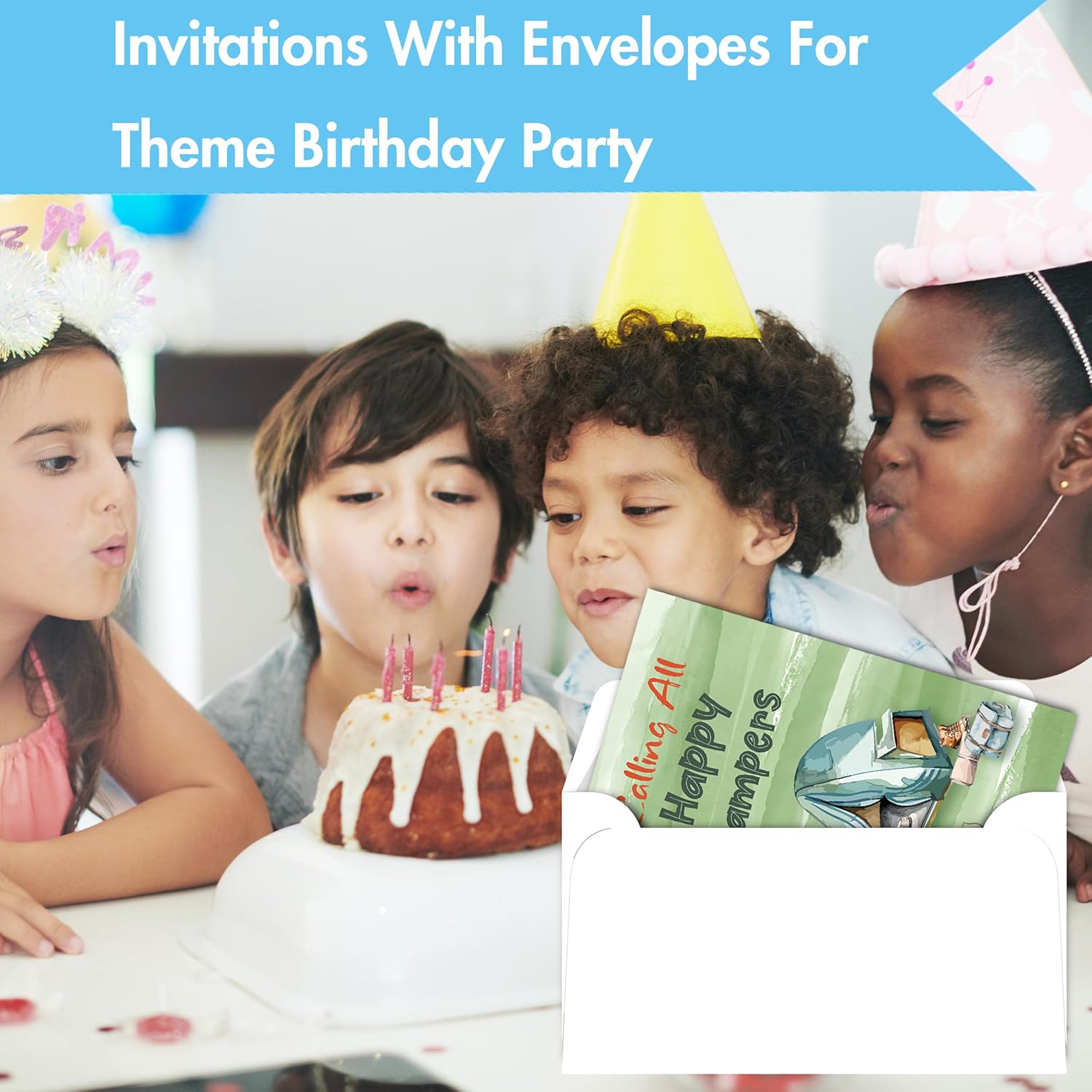 Camping Birthday Invites with Envelopes 30PCS Double Sided