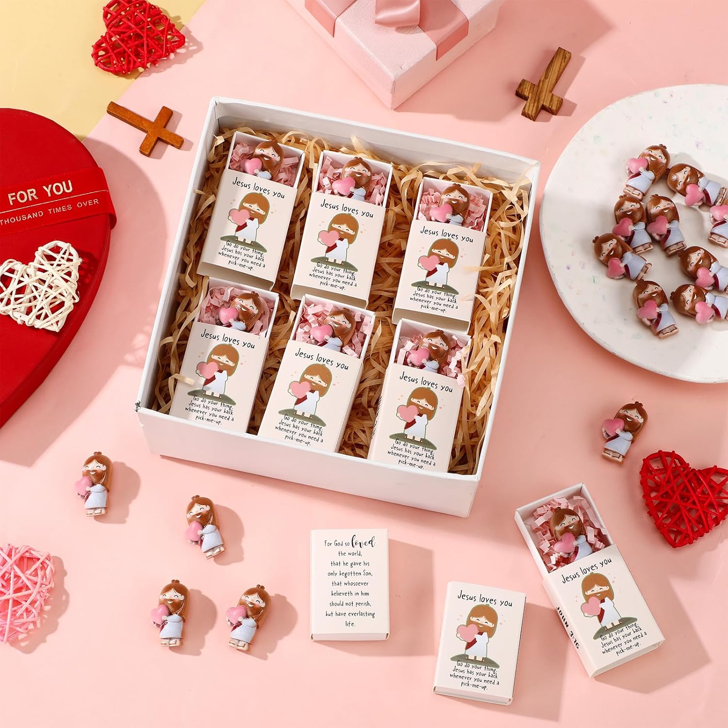 Wettarn Mini Jesus Figurines with Storage Box