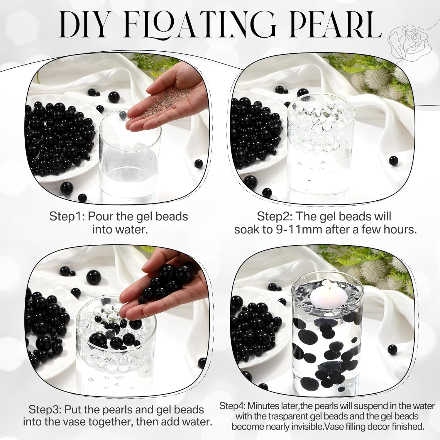 Fumete Floating Candles and Pearl Beads for Vase Decorations