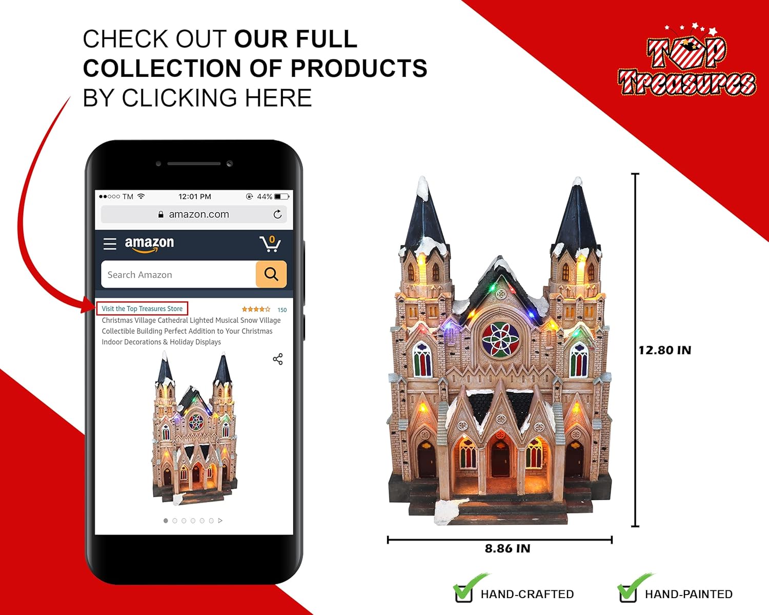 Christmas Village Cathedral - Lighted Musical Resin Collectible Display
