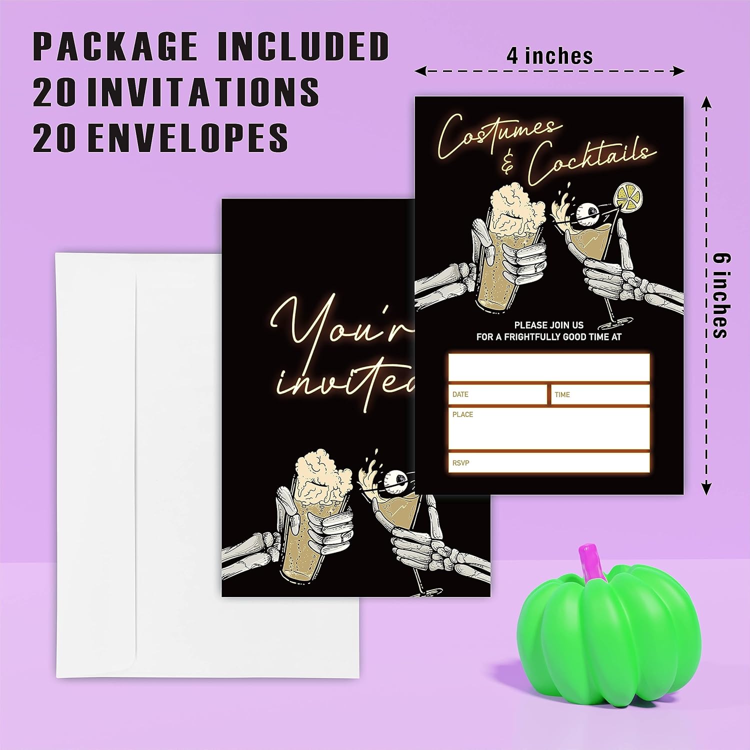 Costumes Cocktails Halloween Party Invitations 20 Pack