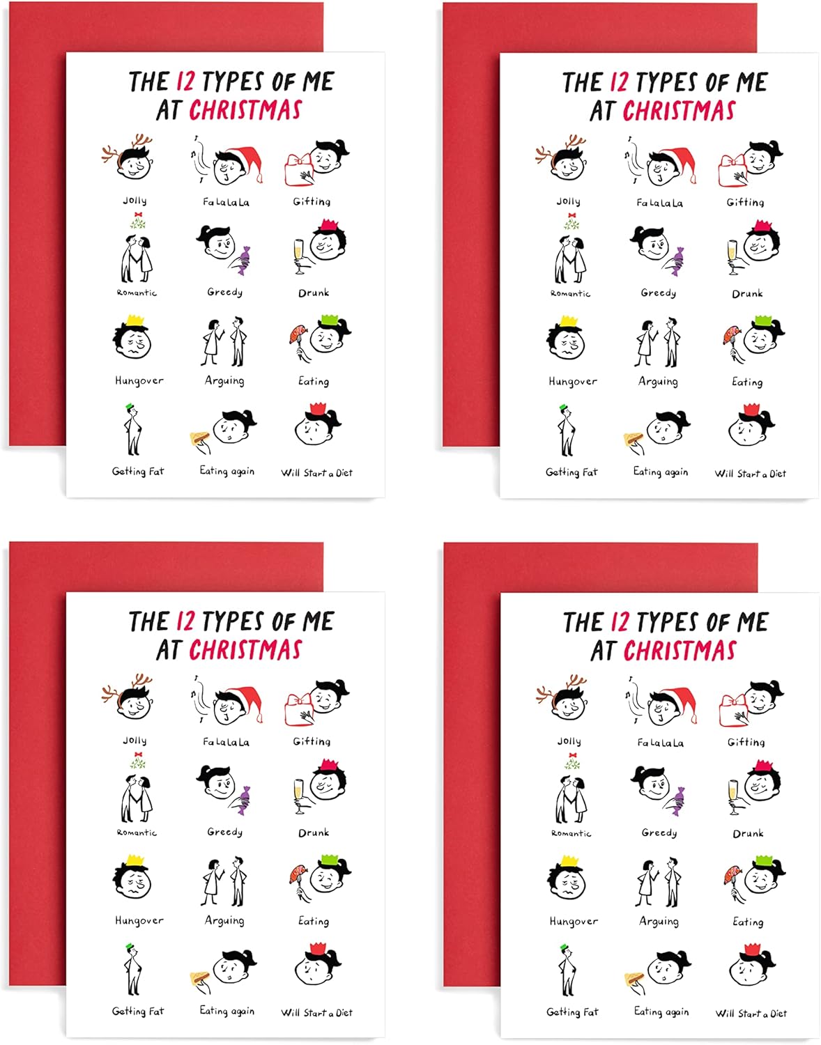 Huxters 12 Days of Christmas Funny Cards - Pack of 8