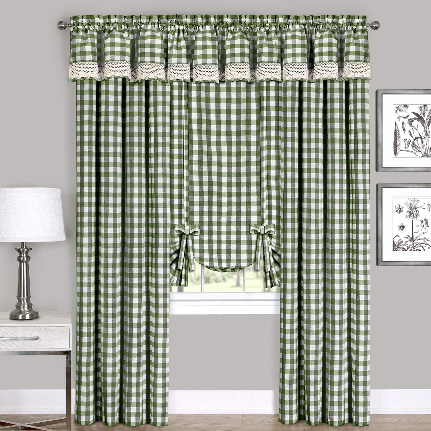 Farmhouse Curtains Buffalo Plaid Swags Panel