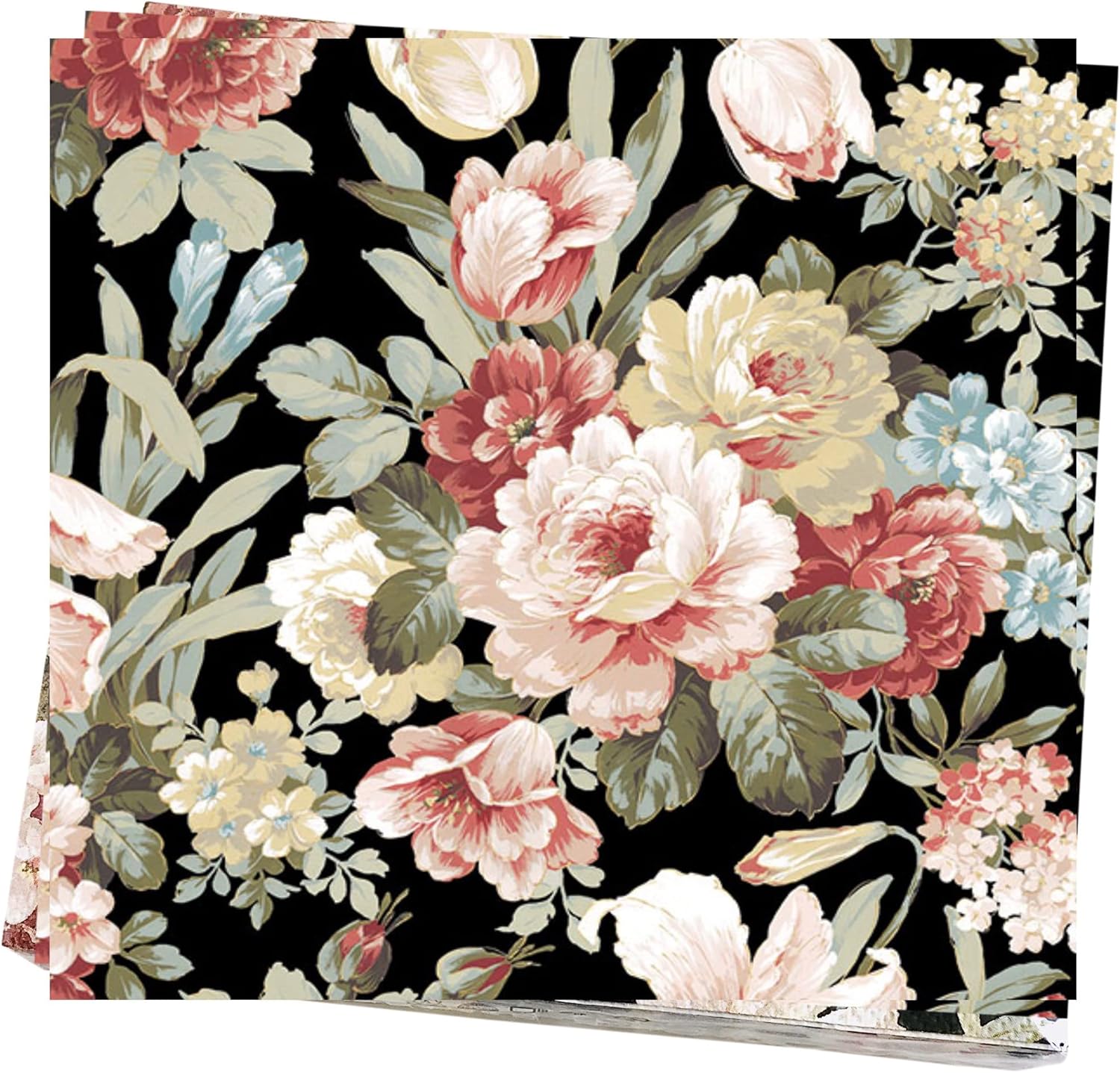 20-Count 65x65 Black Rose Napkins for Decoupage
