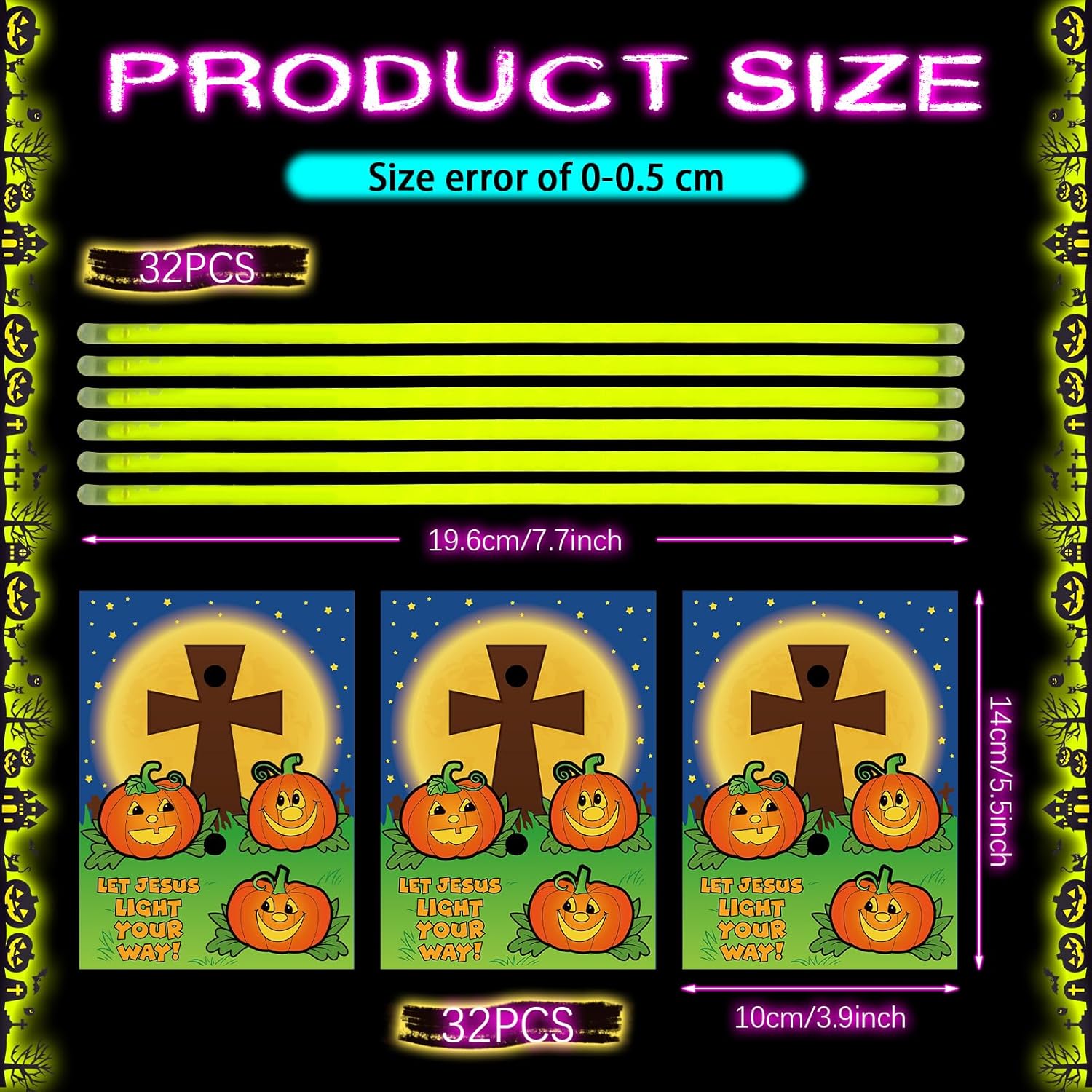 HyDren 32 Piece Halloween Glow Wristband Set
