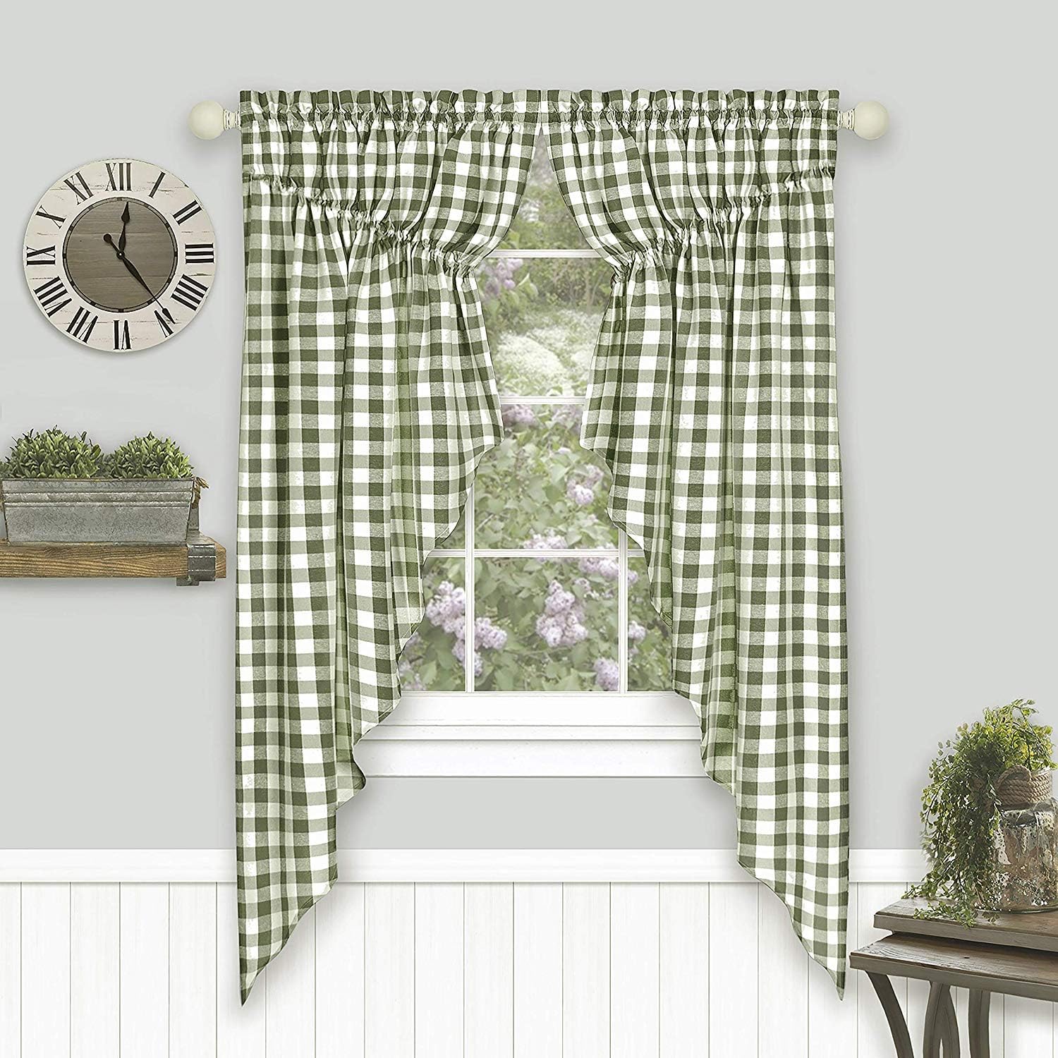 Farmhouse Curtains Buffalo Plaid Swags Panel