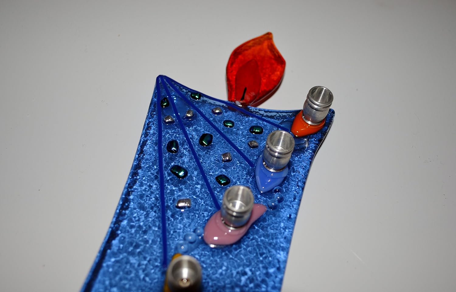 Handmade Fancy Candle Glass Menorah