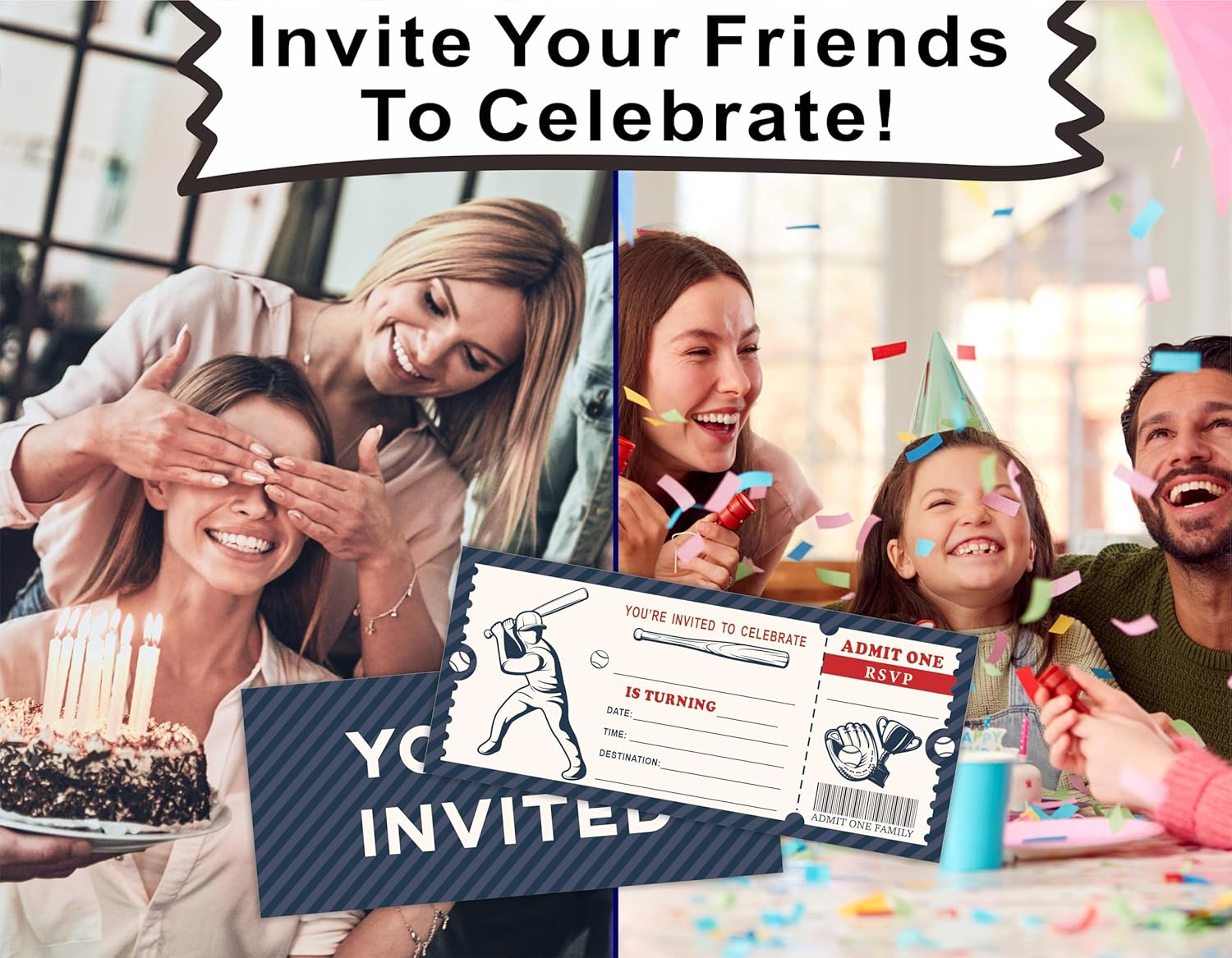 20 Baseball Birthday Invites With Envelopes